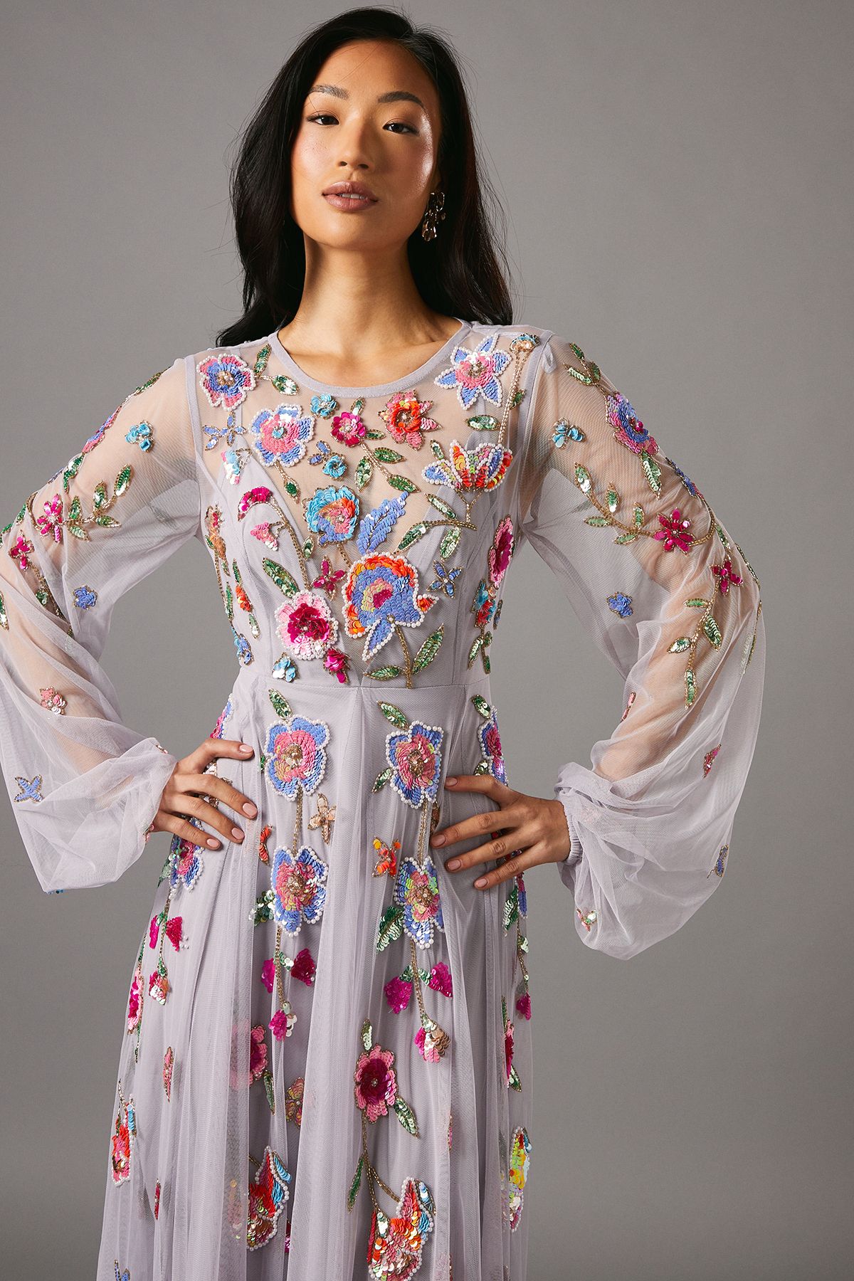 Coast Embellished Chiffon Maxi Dress Lilac image 2