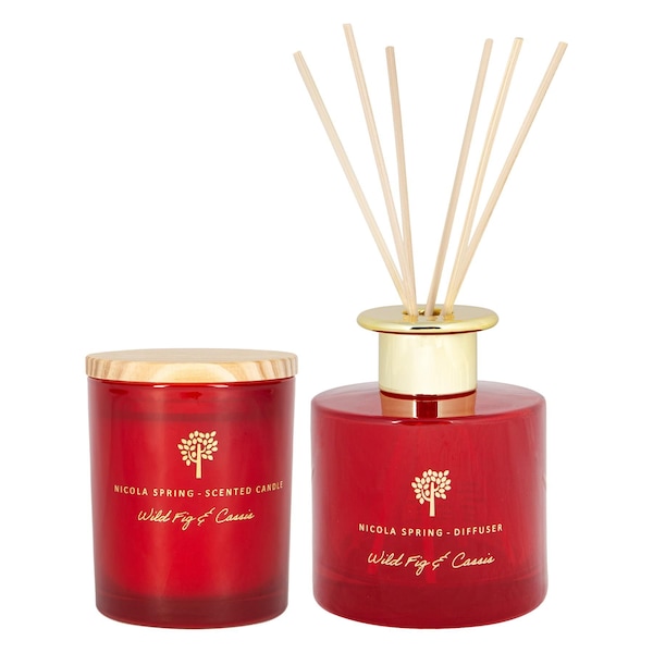 Nicola Spring Wild Fig & Cassis Candle & Diffuser Gift Set - 130g Jar + 200ml Diff