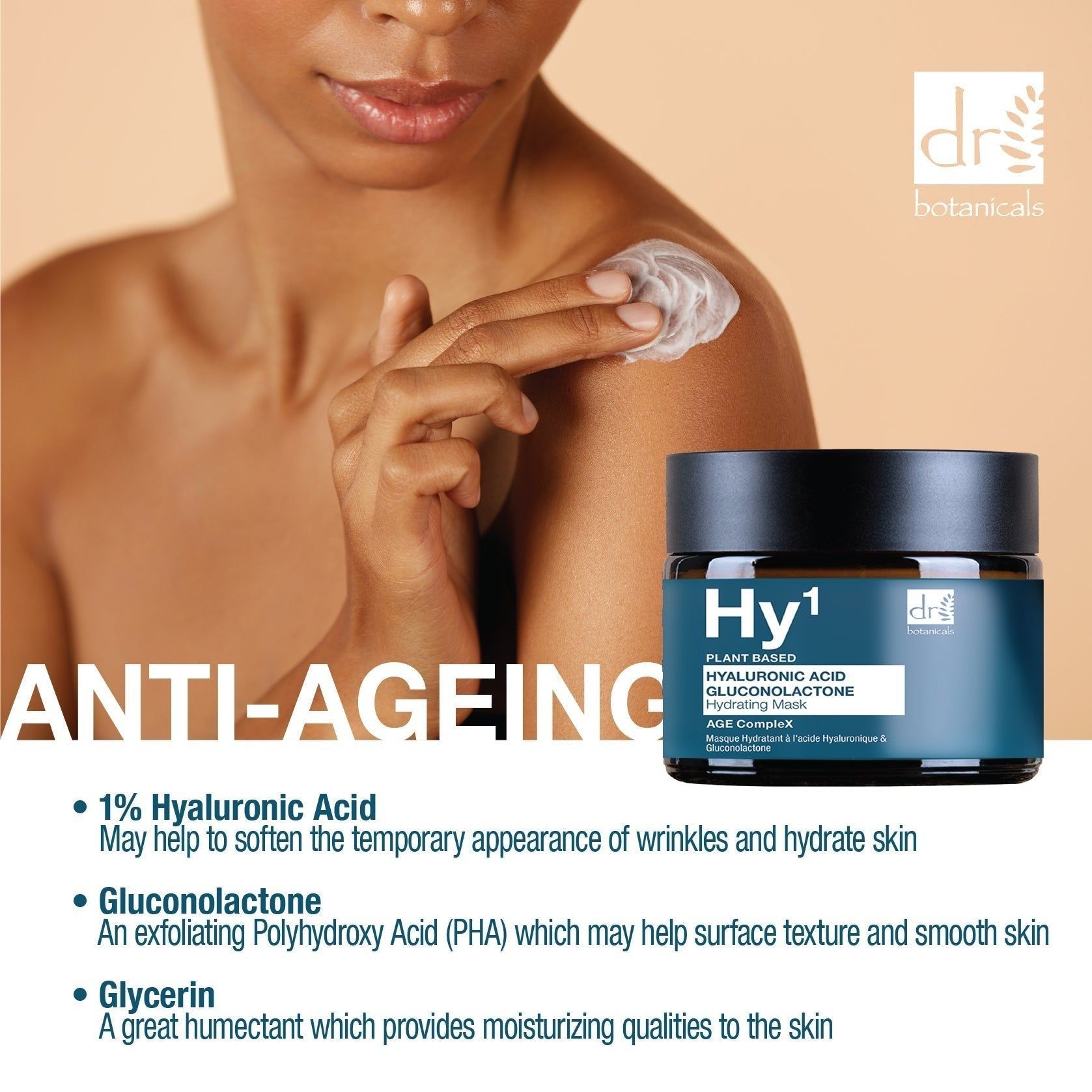 Dr. Botanicals Hyaluronic Acid 1% & Gluconolactone Mask 60ml image 3