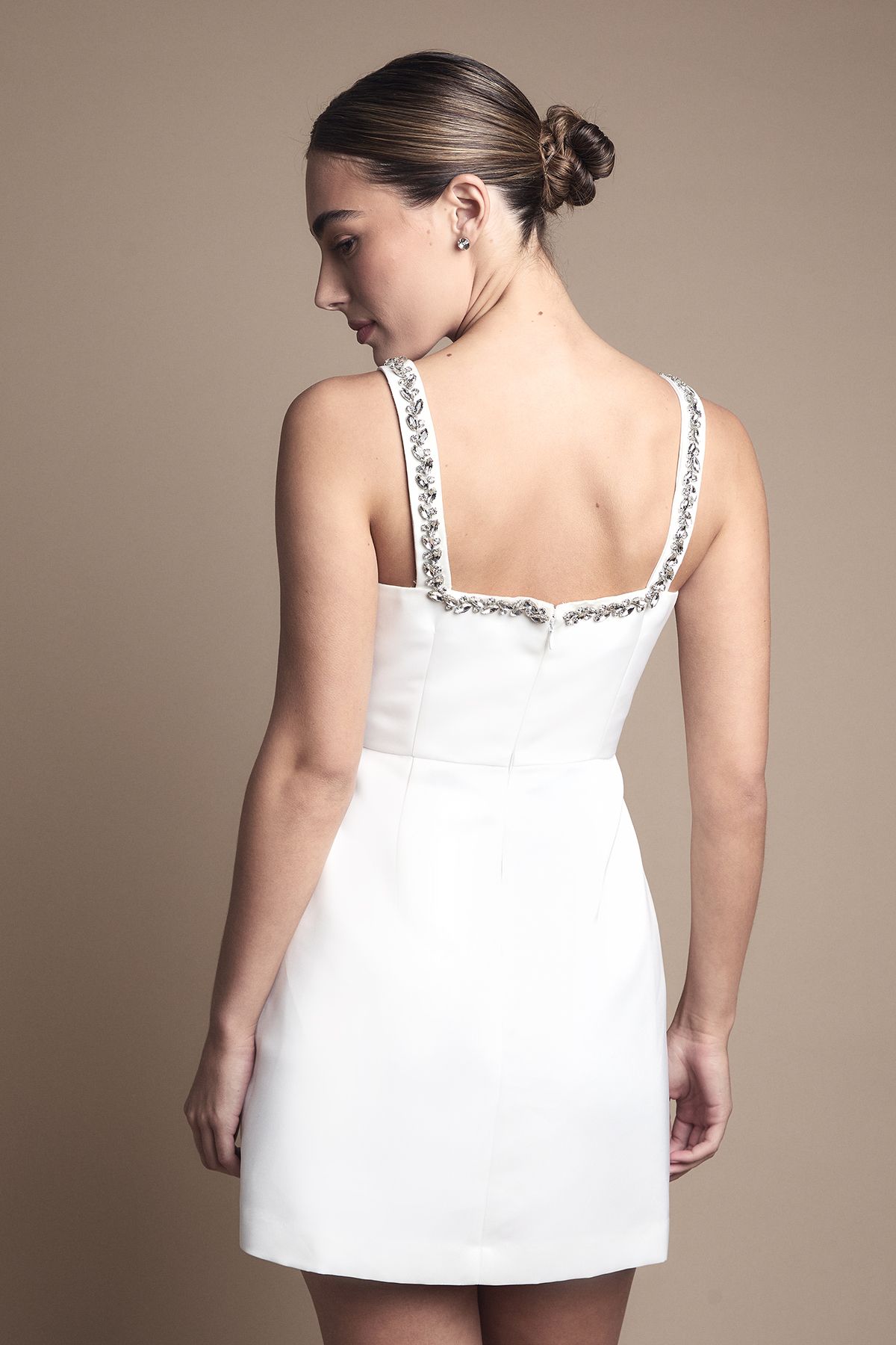 Coast Diamante Bow Trim Mini Wedding Dress Ivory image 4