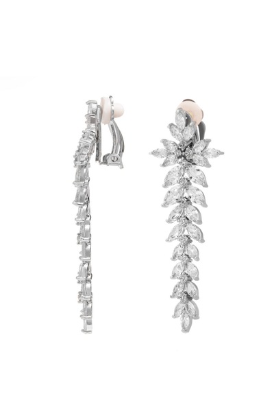 Jon Richard Silver Crystal Statement Clip On Drop Earrings