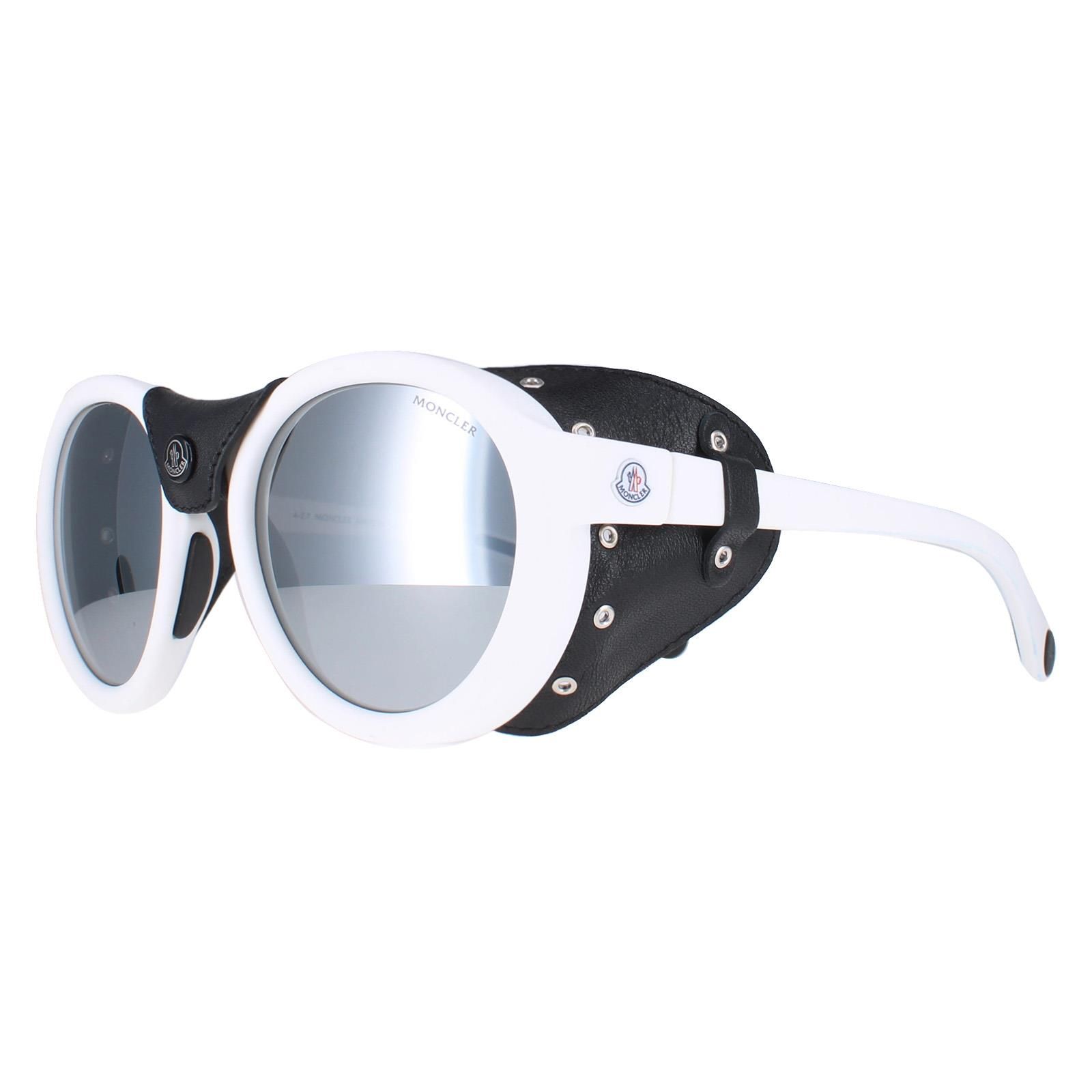 Moncler Round White Black Leather Grey Silver Mirror ML0046 image 2