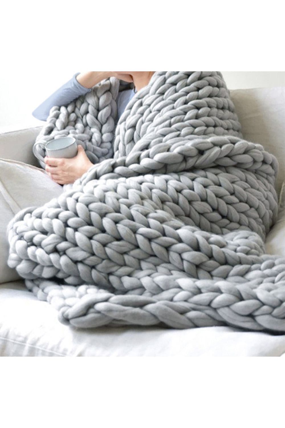 Living and Home 100cm L x 80cm W Office Chunky Knitted Nap Blanket Home Decor Sofa Throw Blanket image 2