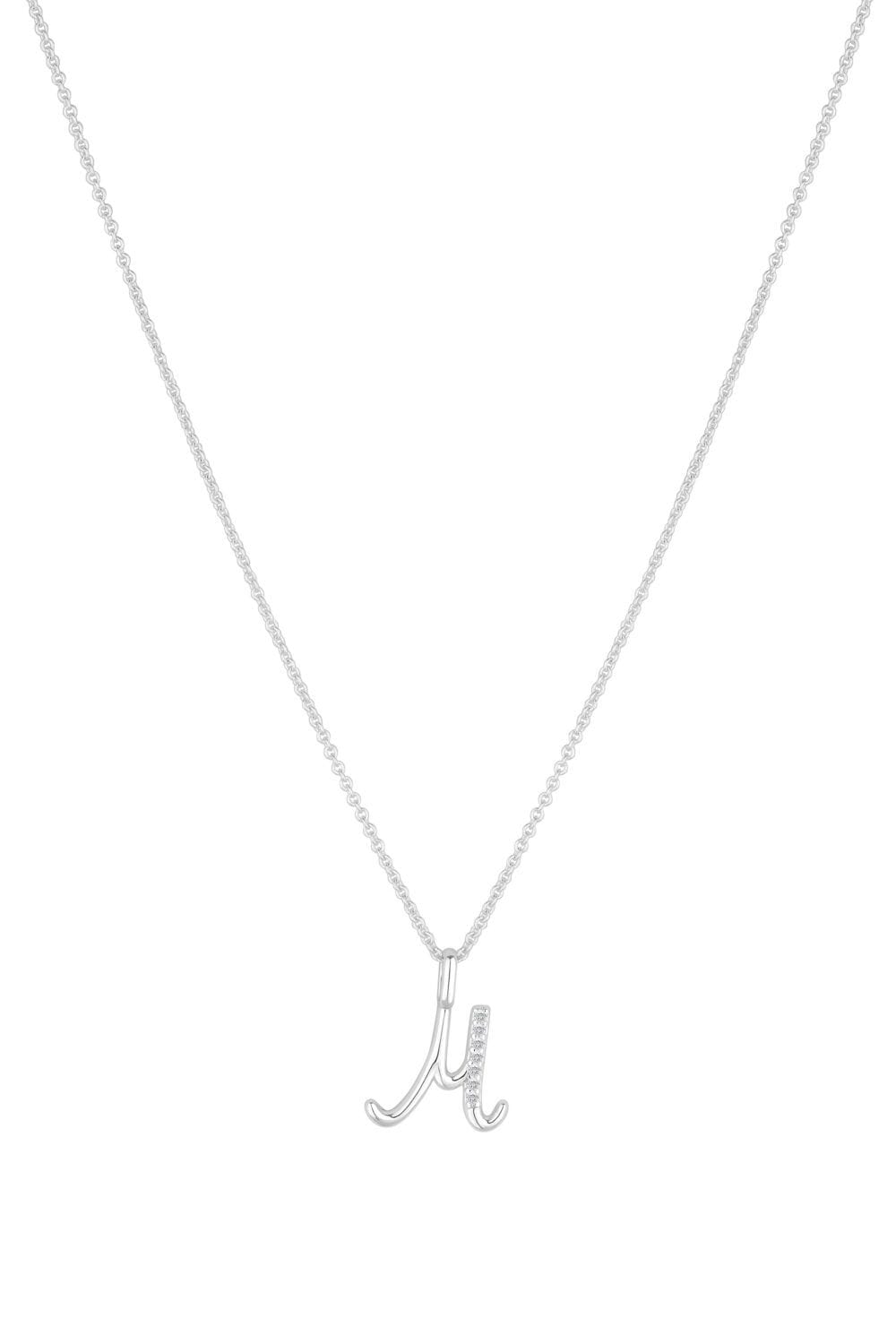 Simply Silver Sterling Silver 925 Polished and Cubic Zirconia Initial Pendant - M image 1