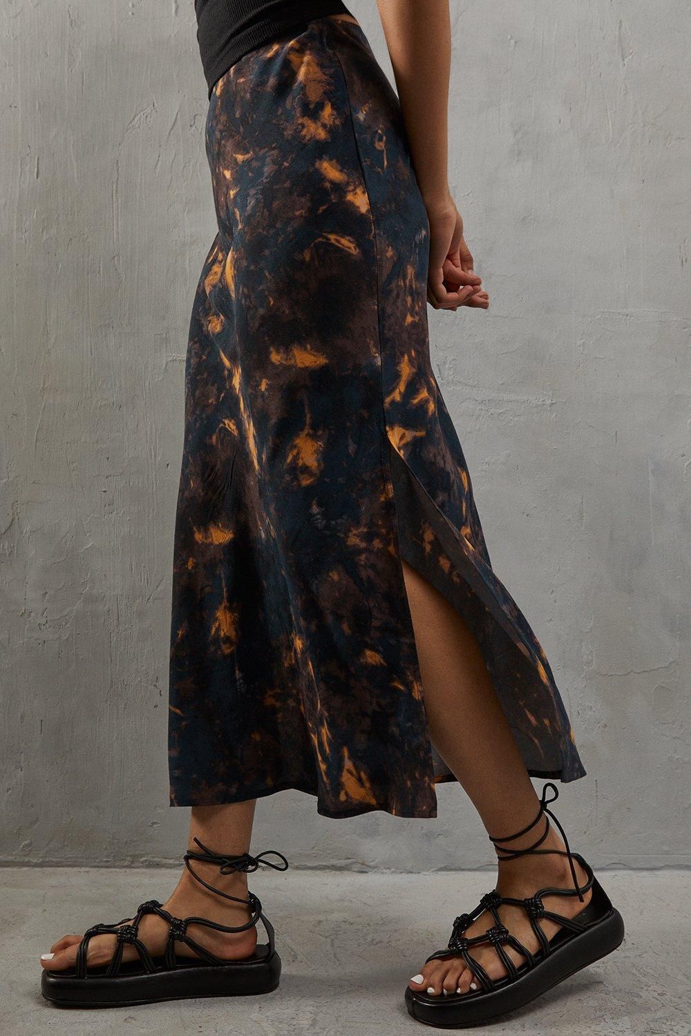 Warehouse Print Bias Midi Skirt Black image 2