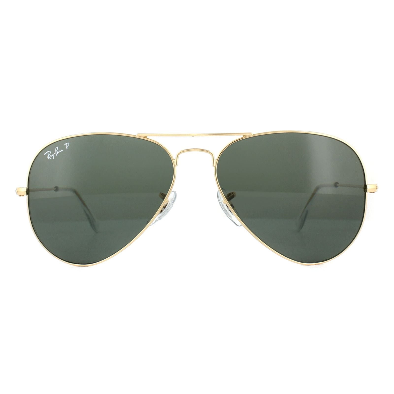 Ray-Ban Aviator Gold Green Polarized Sunglasses