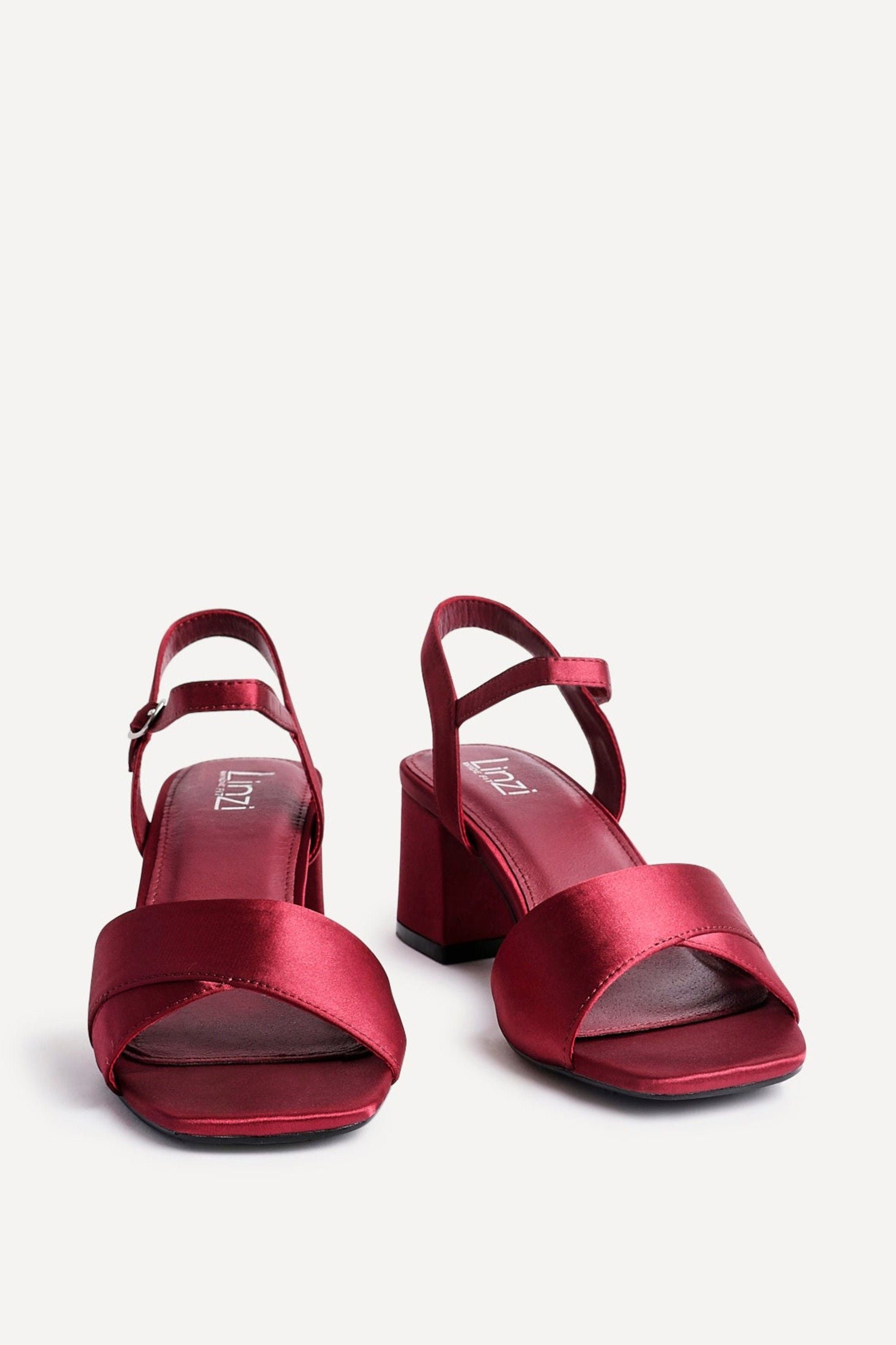 Linzi Vivian Wide Fit Burgundy Satin Block Heeled Sandals image 3