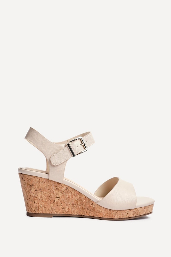 Linzi Sierra Nude Faux Leather Cork Platform Wedge