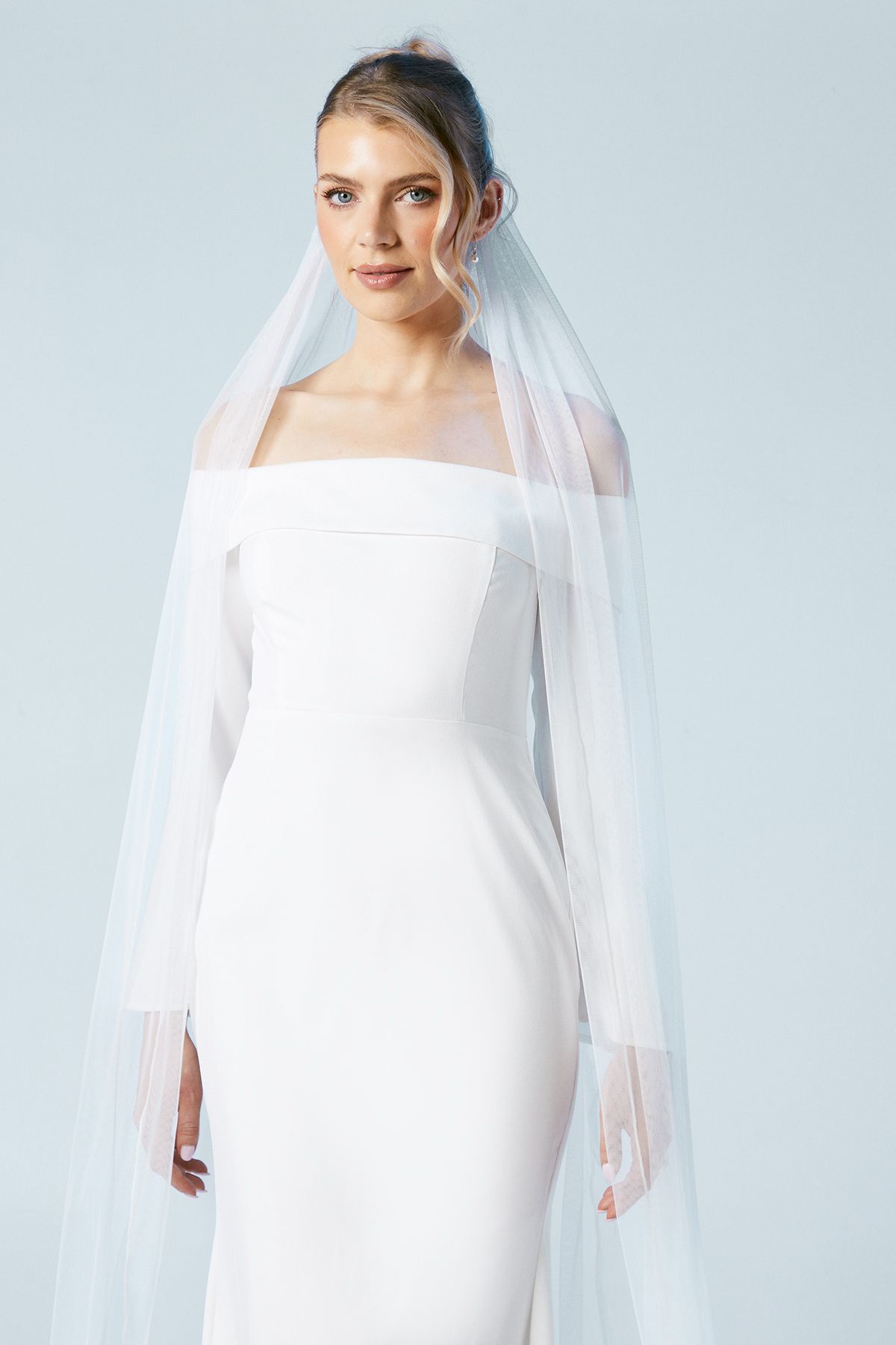 Coast Long Sleeve Bardot Crepe Maxi Wedding Dress Ivory image 2