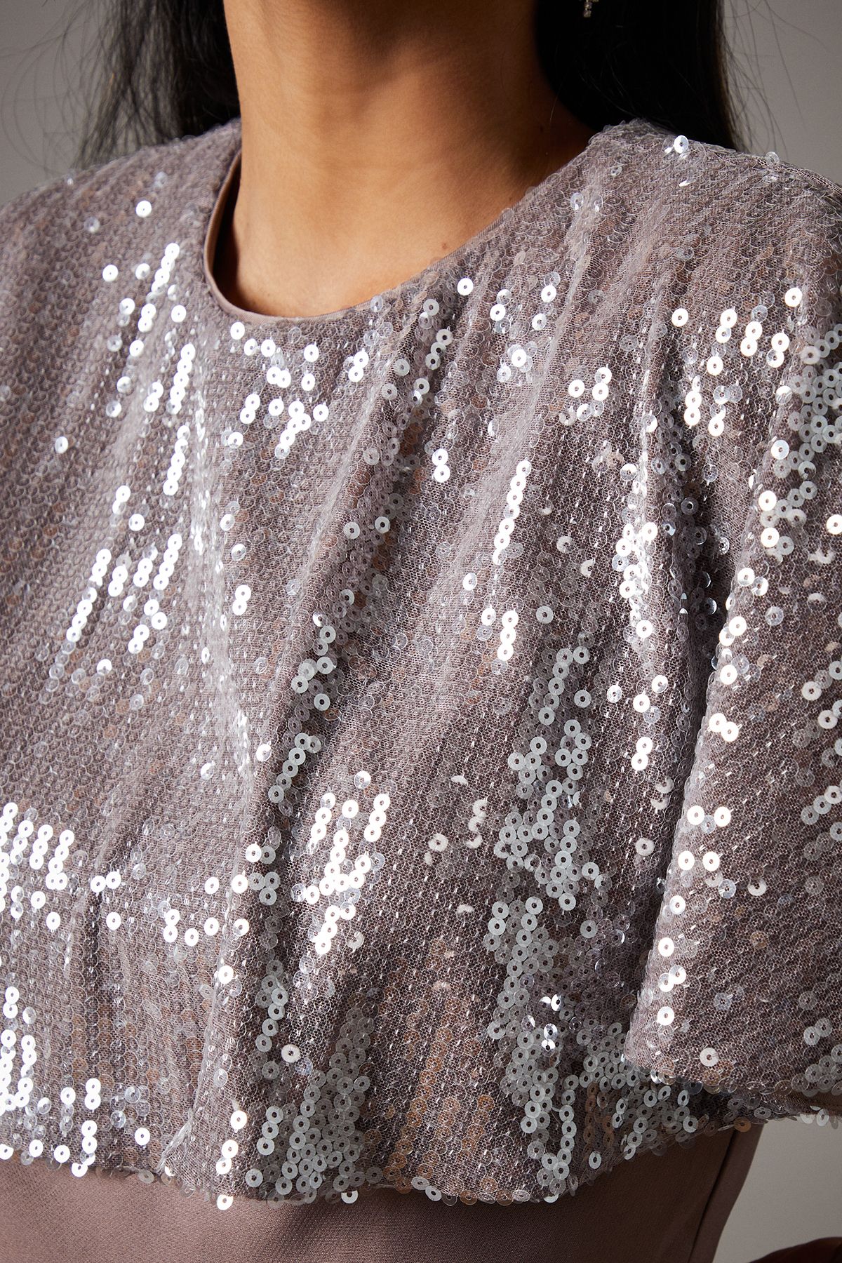 Coast Sequin Cape Jumpsuit Mink image 5