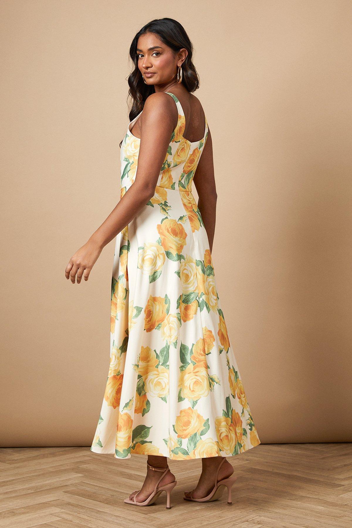 Oasis Floral Square Neck Maxi Dress Ivory image 3