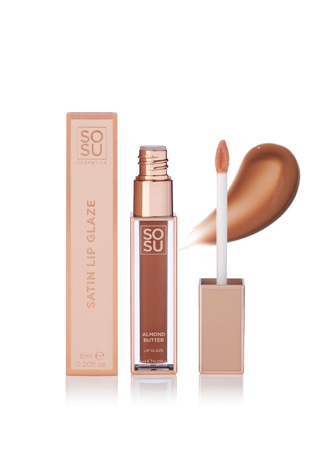 SOSU Cosmetics Satin Lipglaze 6ml Almond Butter image 1