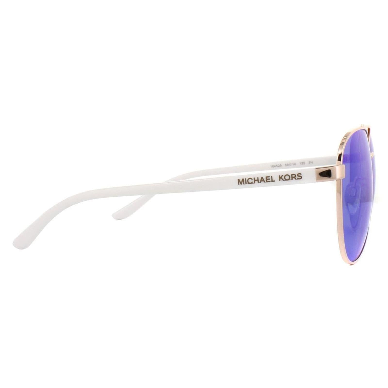 Michael Kors Aviator Rose Gold White Blue Mirror Sunglasses image 4