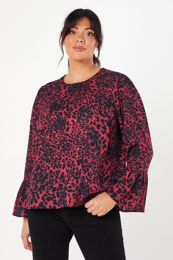 Dorothy Perkins Curve Flute Sleeve Top Animal Print Animal
