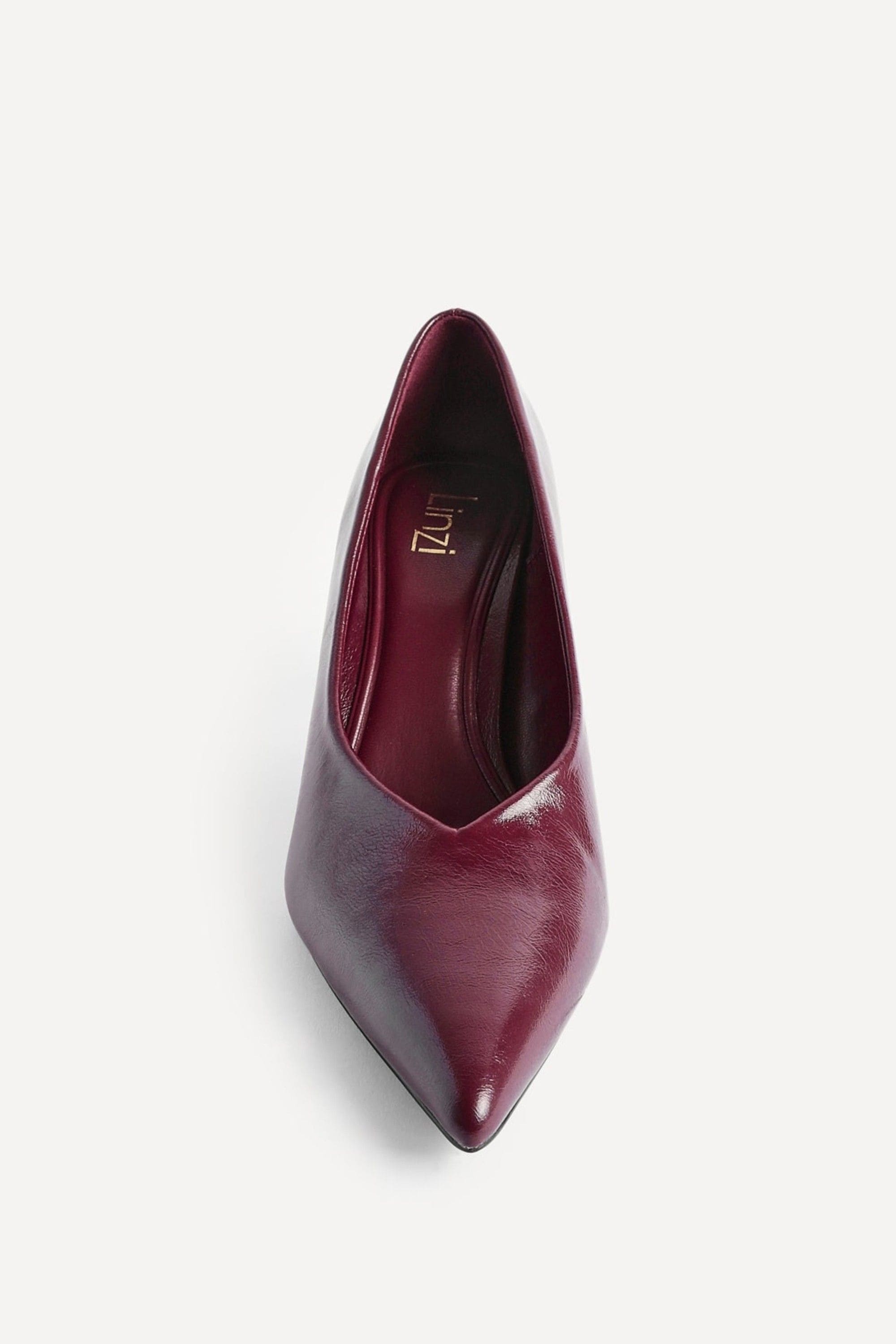 Linzi Bellamy Burgundy Faux Leather V-Cut Vamp Court Heels image 4