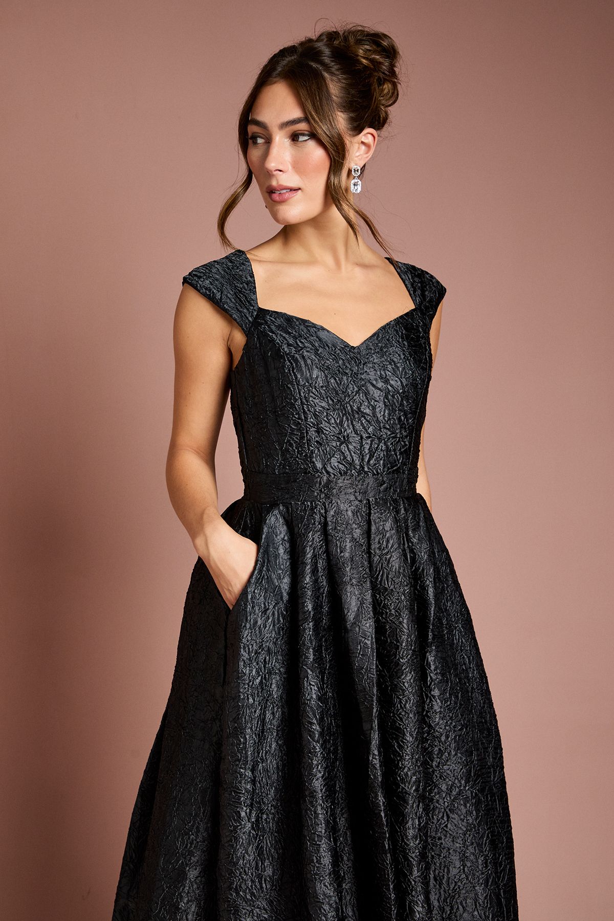 Coast Sweetheart Jacquard Midi Dress Black image 2