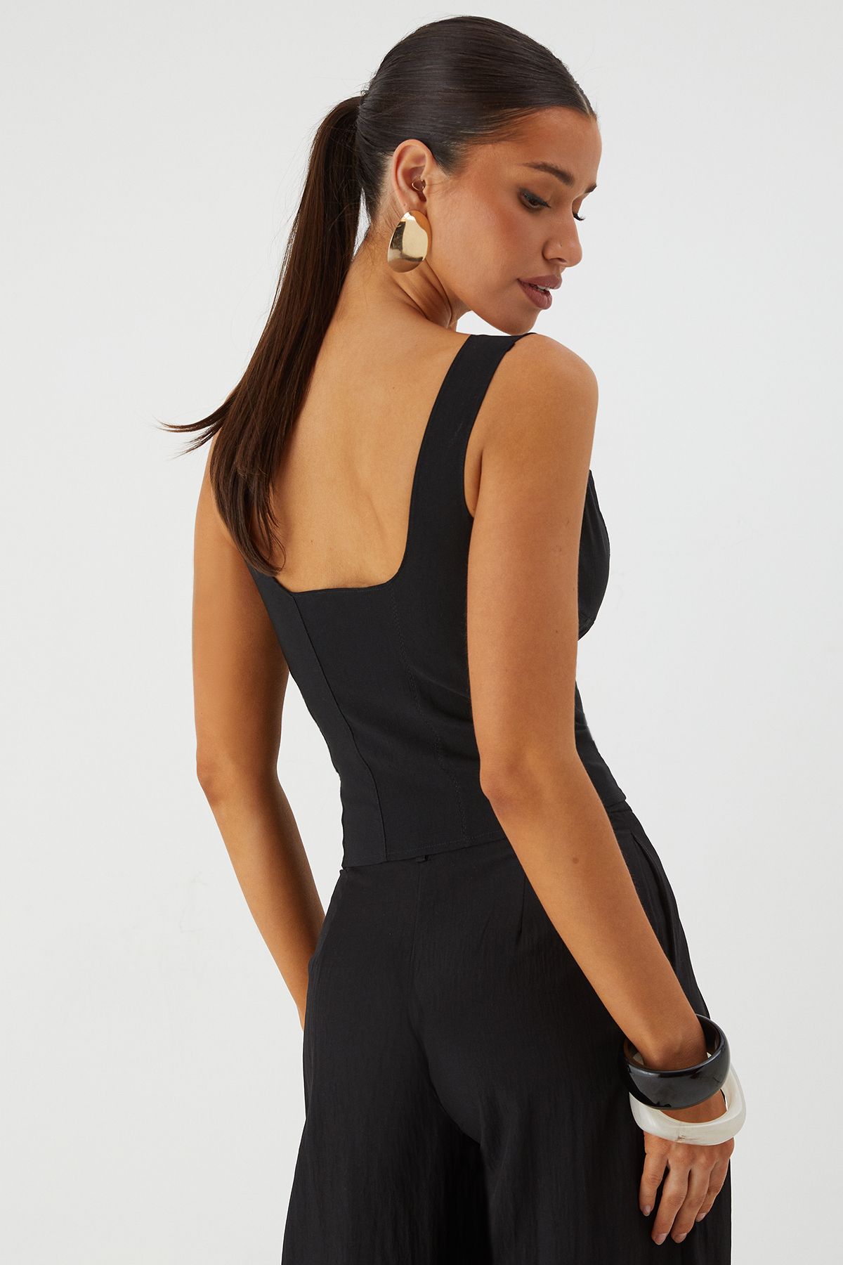 MissPap Corset Detail Bodycon Top Black image 3