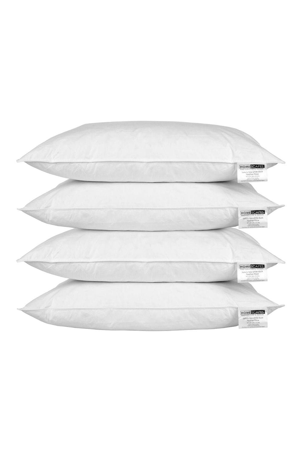Homescapes Duck Feather Pillow Pack x 4 Luxurious, Ethically Sourced Comfort image 1