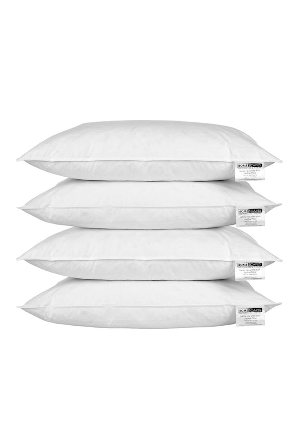 Homescapes Duck Feather Pillow Pack x 4 Luxurious, Ethically Sourced Comfort