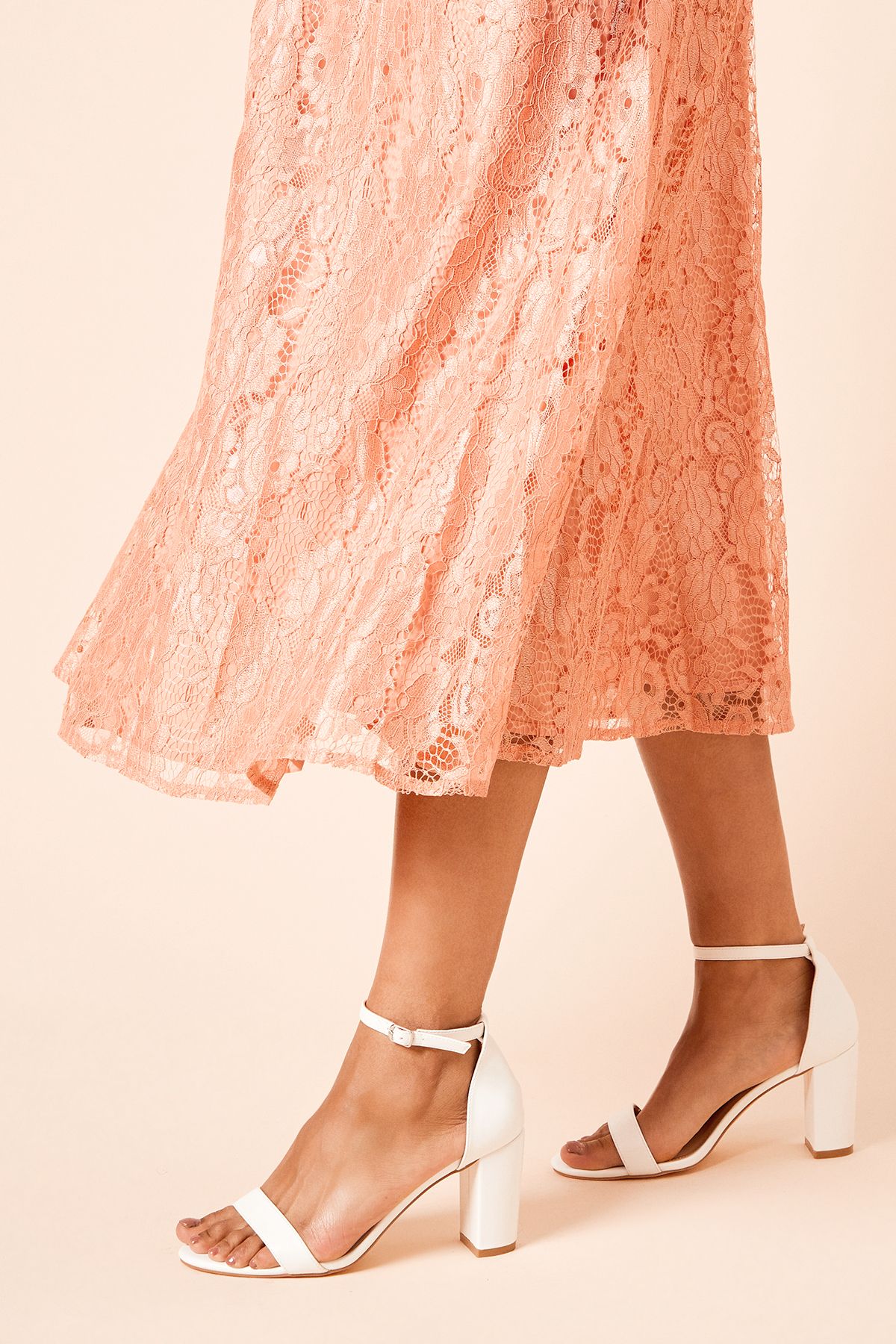 Dorothy Perkins Wide Fit Spark High Block Heel Sandals White image 3