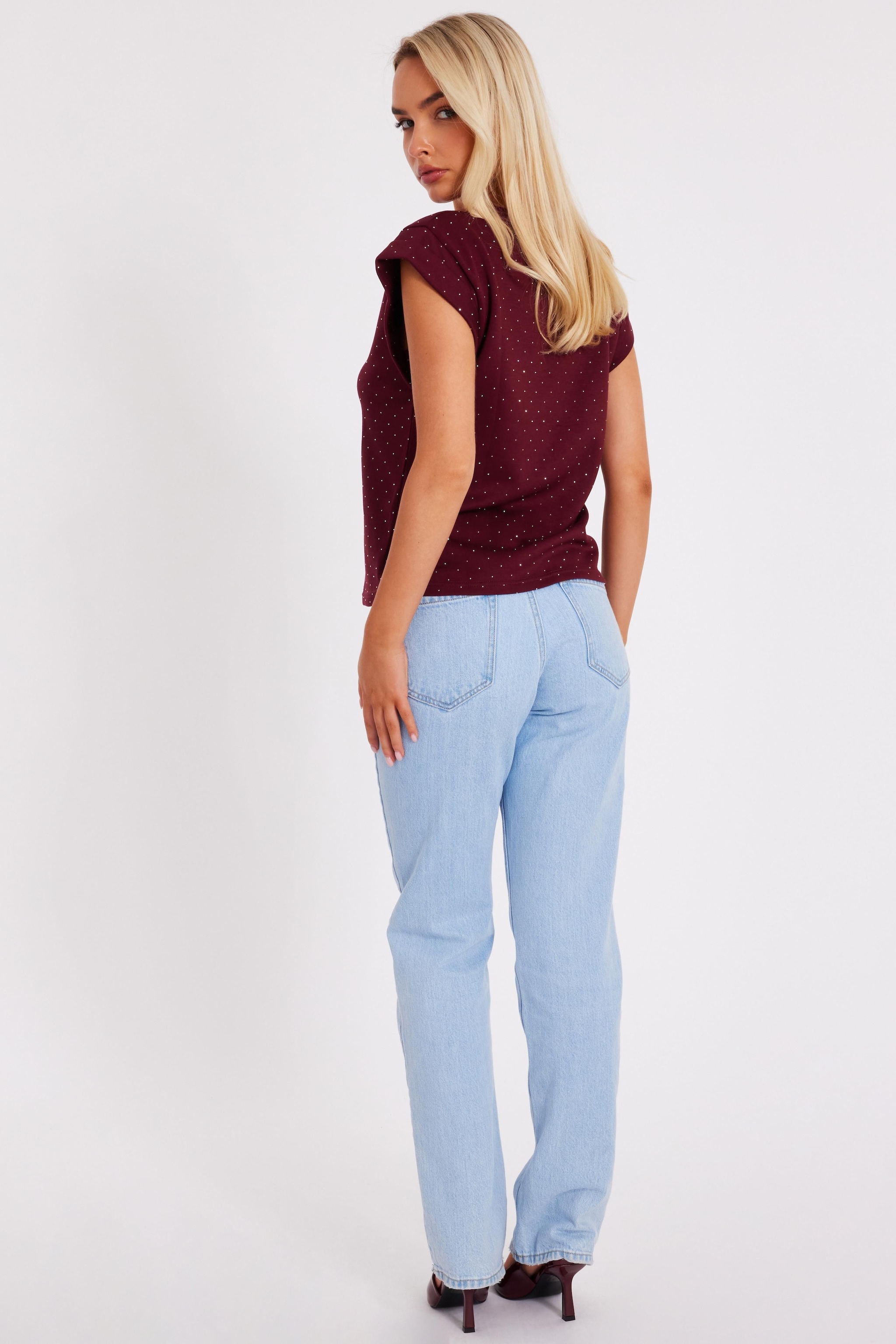 Quiz Burgundy Stud Detail Top image 2