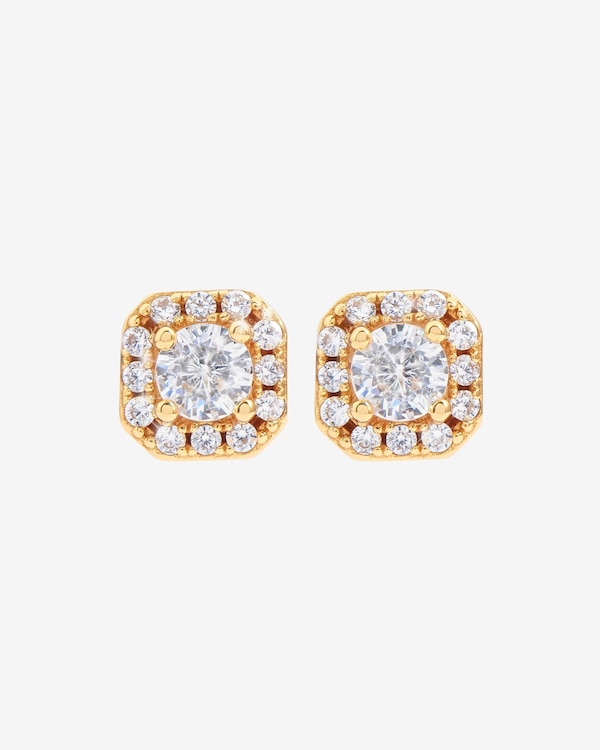 Cernucci 7mm Iced Cluster Stud Earrings - Gold