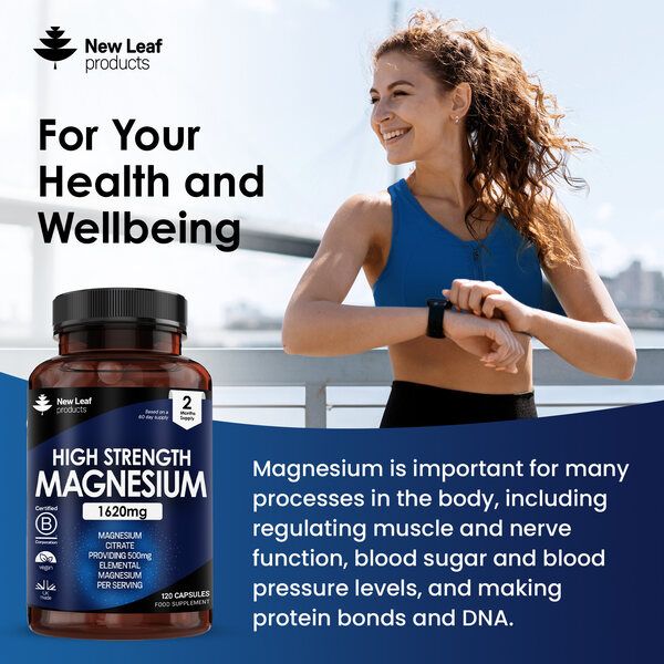 New leaf health Magnesium Citrate 1620mg 120 High Strength & High Absorption Capsules, Bones Muscle & Sleep Support image 3