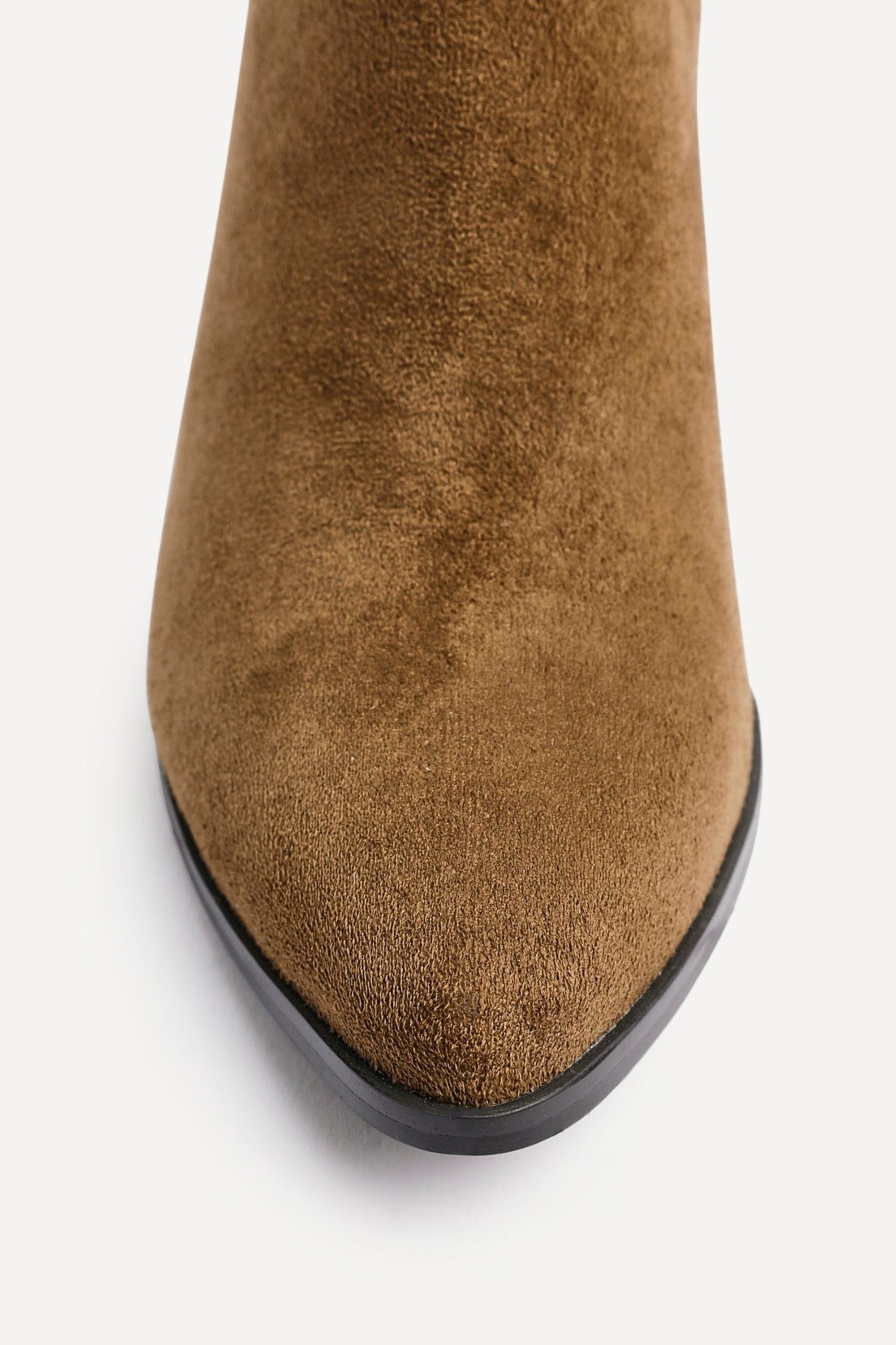 Linzi Thrive Tan Suede Pointed Toe Stacked Blook Heeled Boot image 4