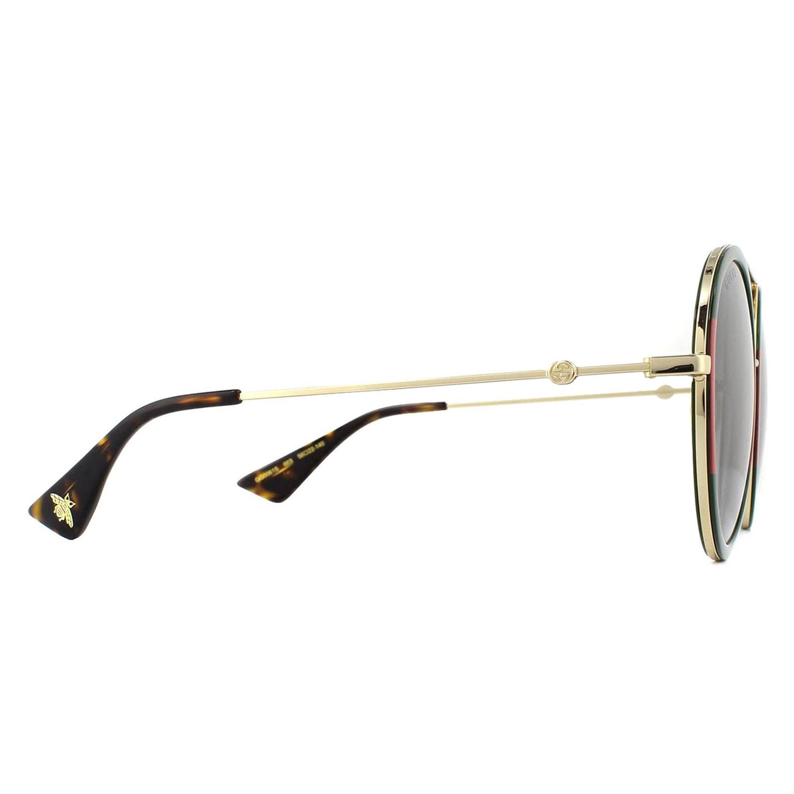 Gucci Round Gold Green and Red Green Gradient Sunglasses image 4