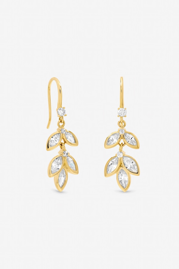Jon Richard Gold Plated and Crystal Leaf Drop Fish Hook Earrings