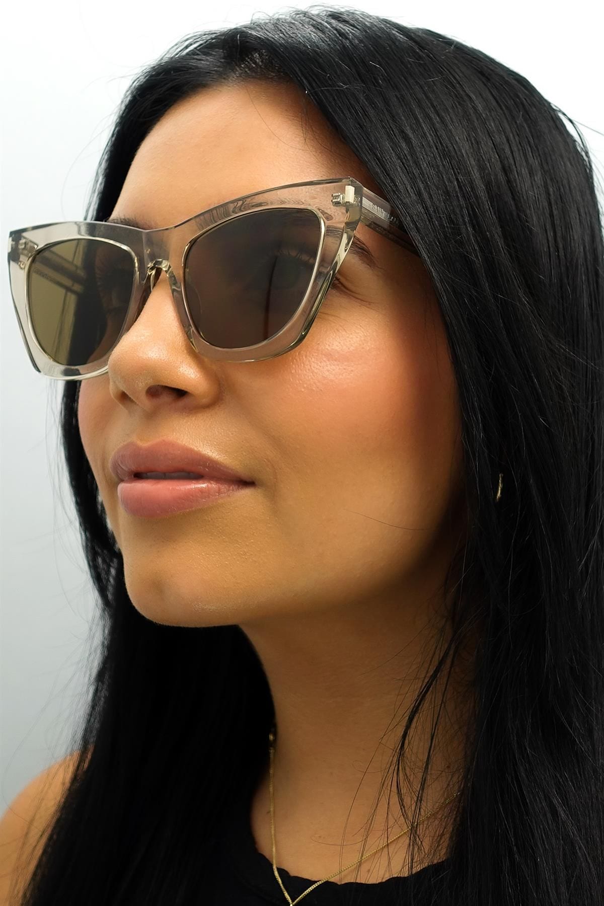 Saint Laurent Cat Eye Transparent Beige Brown SL214 Kate image 1