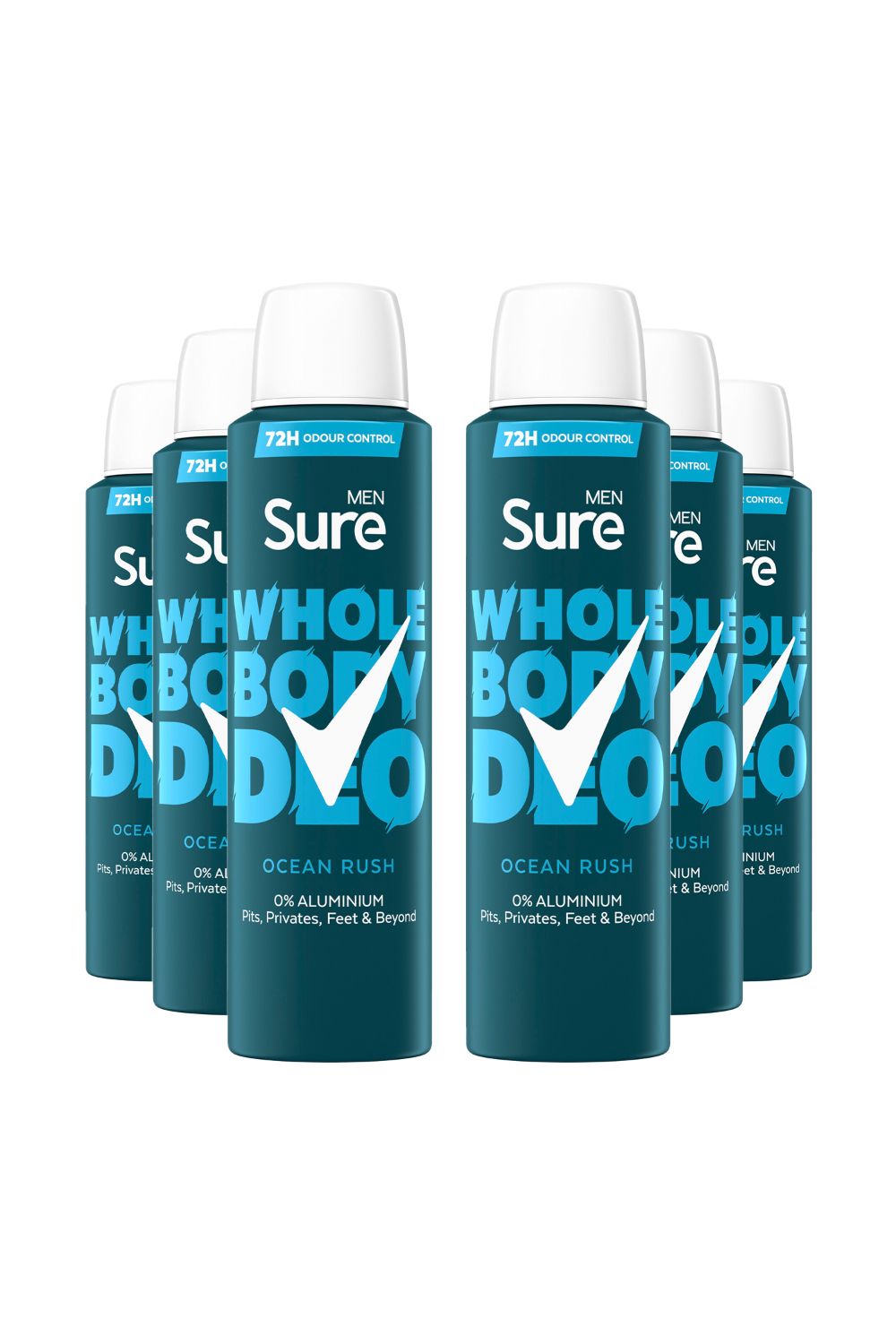 Sure Whole Body 'Deodorant Spray' Ocean Rush w/ 72H Odour Control 150ml,6pk image 1