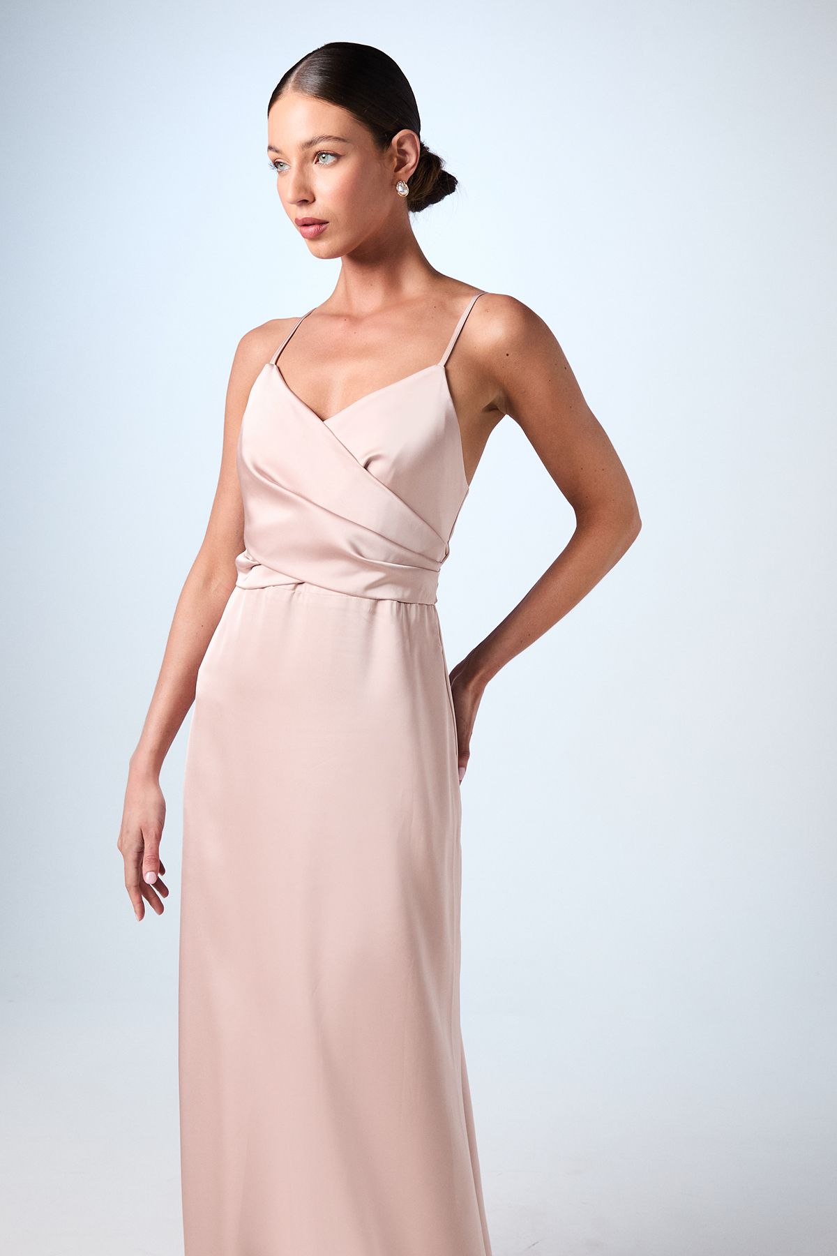 Coast Wrap Waist Satin Cami Bridesmaid Dress Mocha image 2