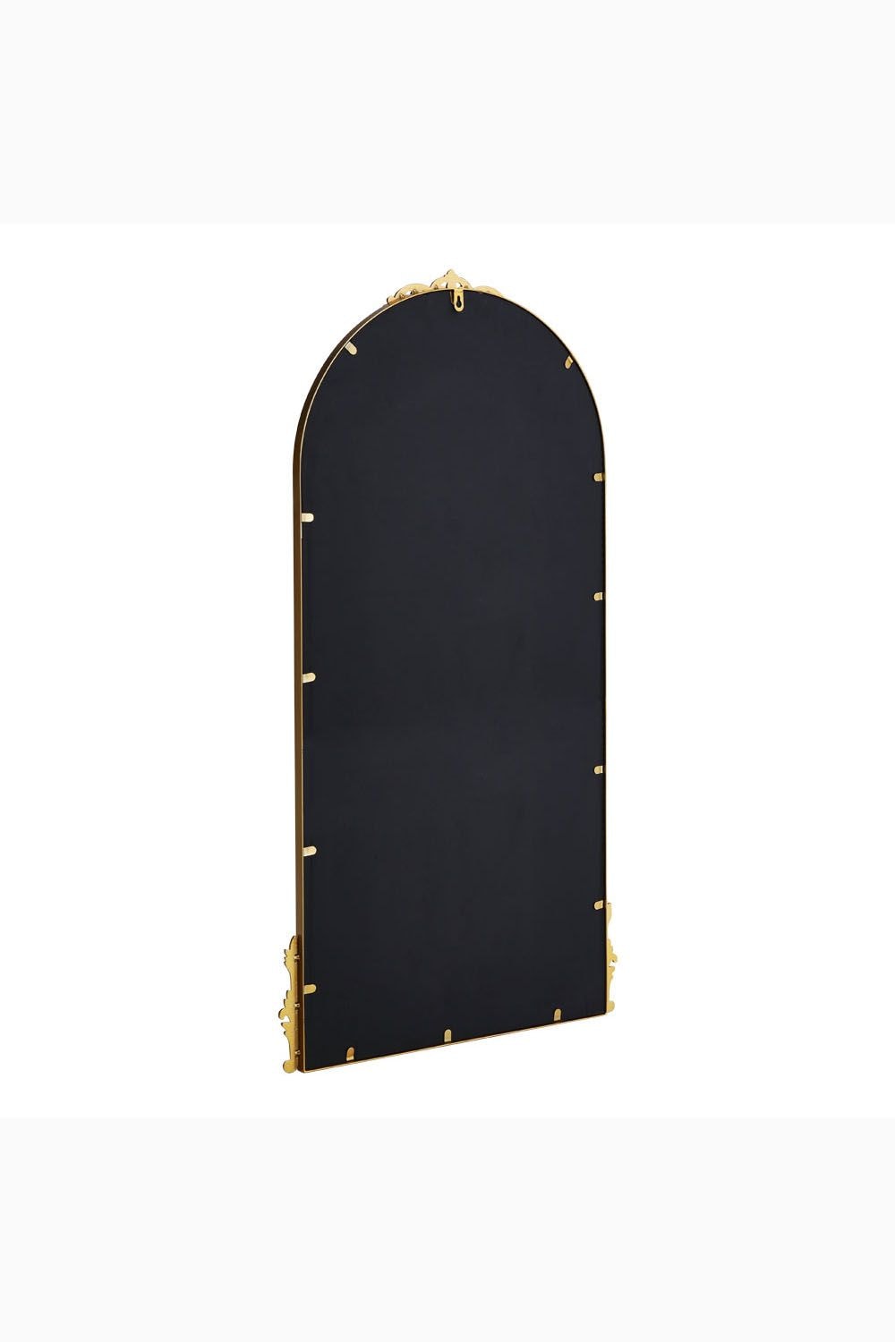 Living and Home 60cm W x 120cm H Gold Floral Carved Metal Frame Arch Wall Mirror Art Deco Vanity Mirror image 4