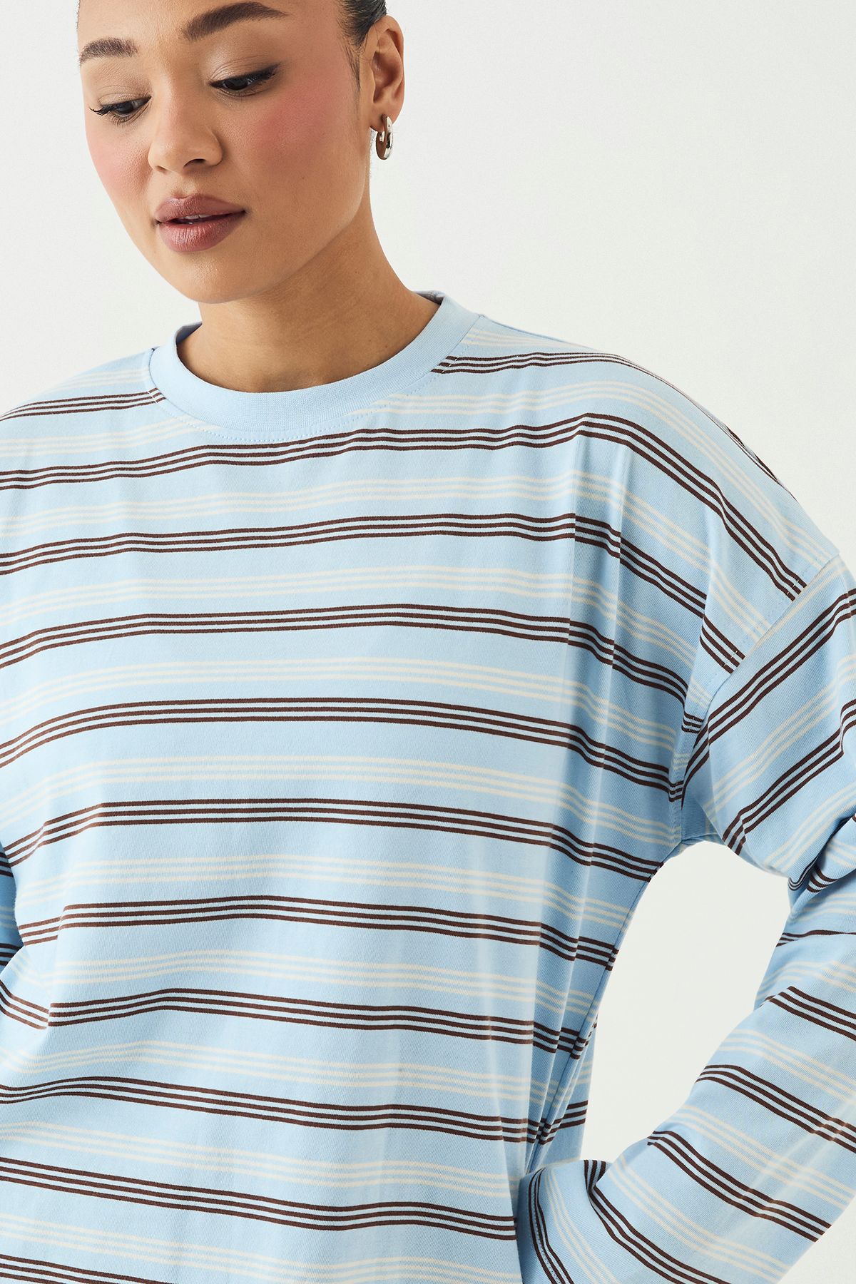DSGN Studio DSGN Studio Stripe Oversized T-Shirt Light Blue image 4