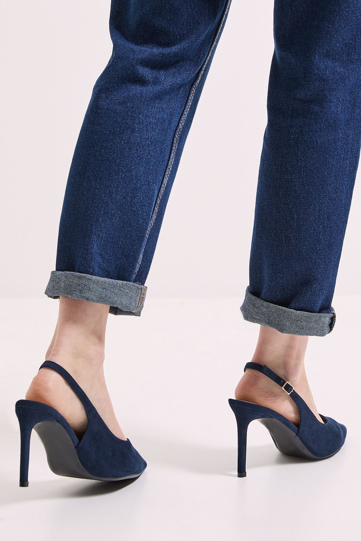 Dorothy Perkins Dasha Sling Back High Stiletto Court Shoes Navy image 4