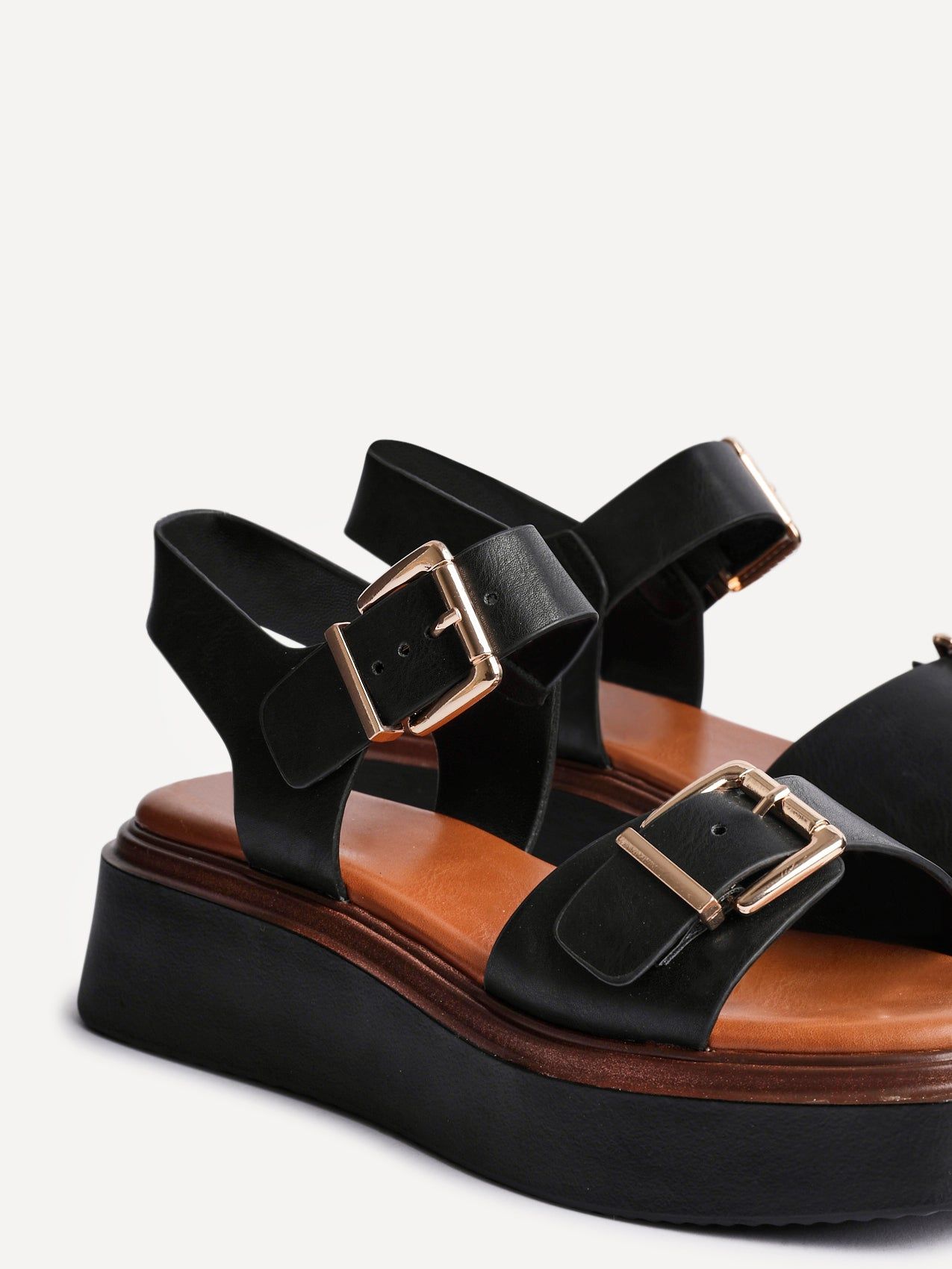 Linzi Archive Black Faux Leather Flatform Sandals image 4