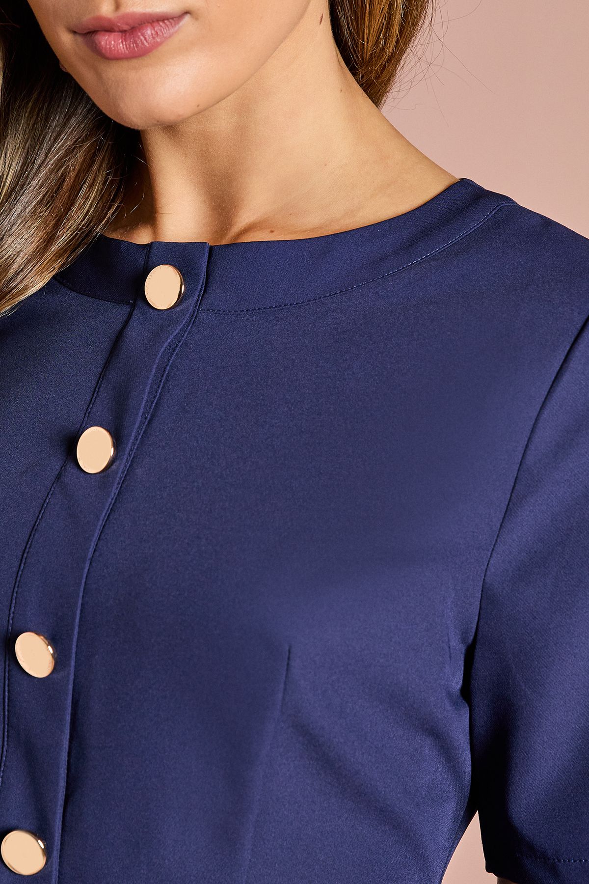 Coast Short Sleeve Button Down Pleated Skirt Midi Dress Navy image 5