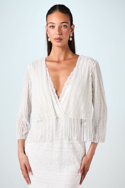 Coast Premium Beaded Fringe Bridal Jacket Ivory