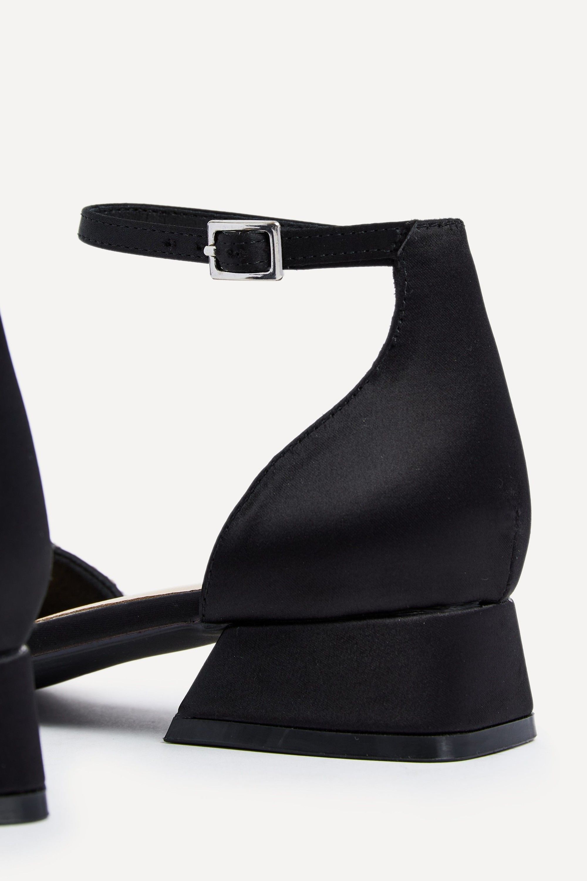 Linzi Lucia Black Satin Court Style Low Block Heel image 5