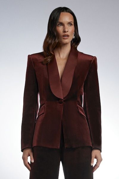 Coast Velvet Blazer With Satin Lapel Oxblood