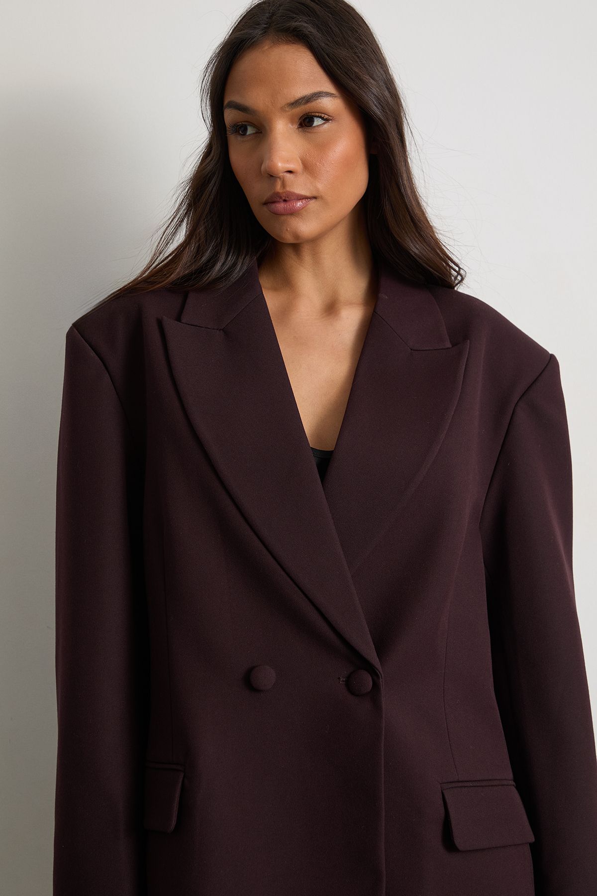 Warehouse The Premium Oversized Tailored Blazer Berry image 4