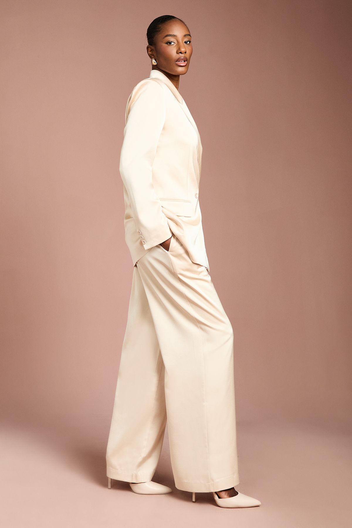 Coast Satin Flare Trouser Champagne image 4