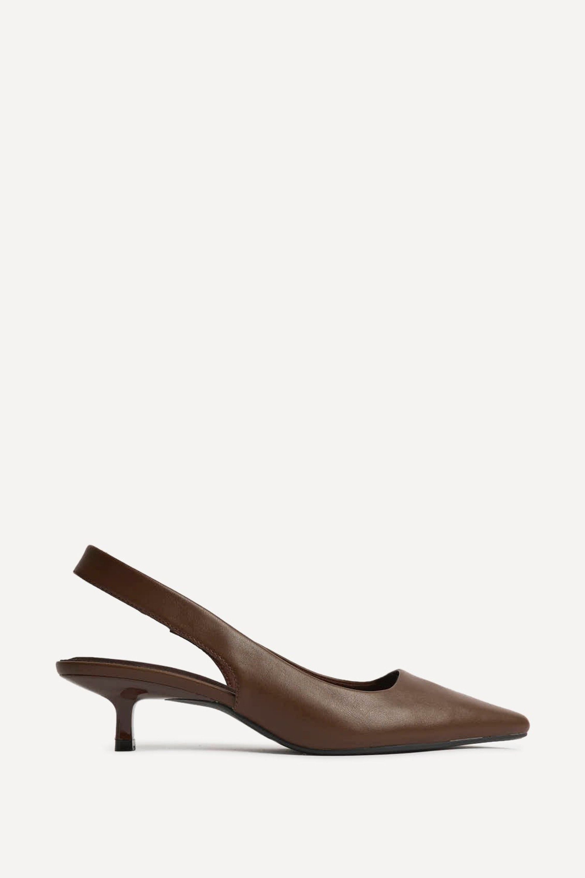 Linzi Reign Brown Faux Leather Court Heels