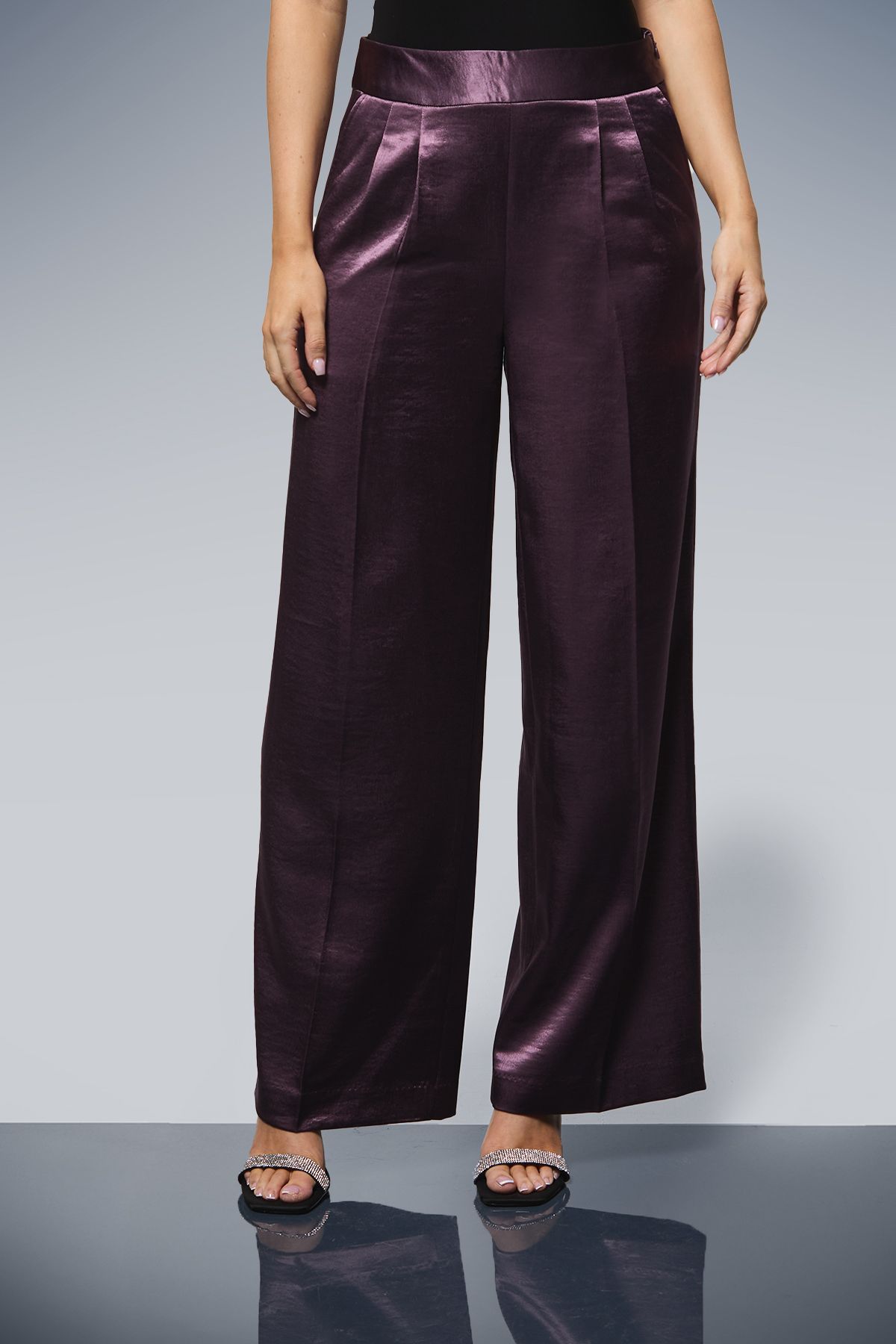 Dorothy Perkins Satin Wide Leg Trousers Purple image 2
