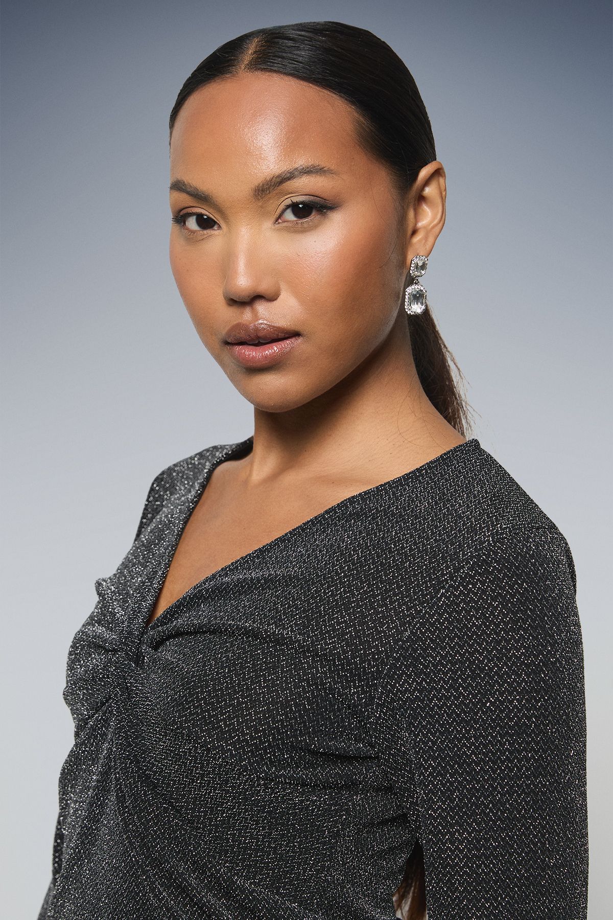 Principles Twist Front Metallic Top Black image 2