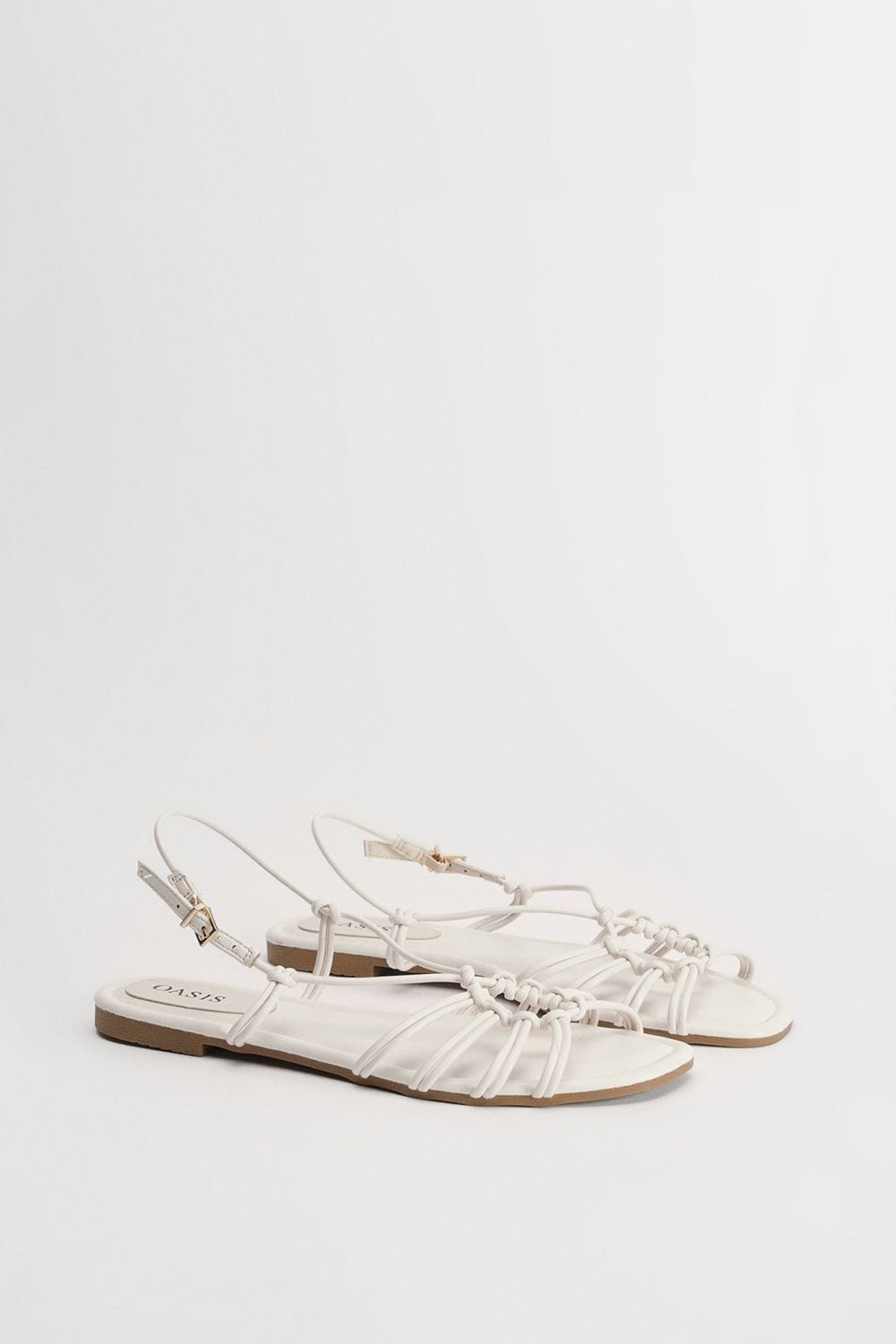 Oasis Clara Faux Leather Strappy Open Toe Flat Sandals White