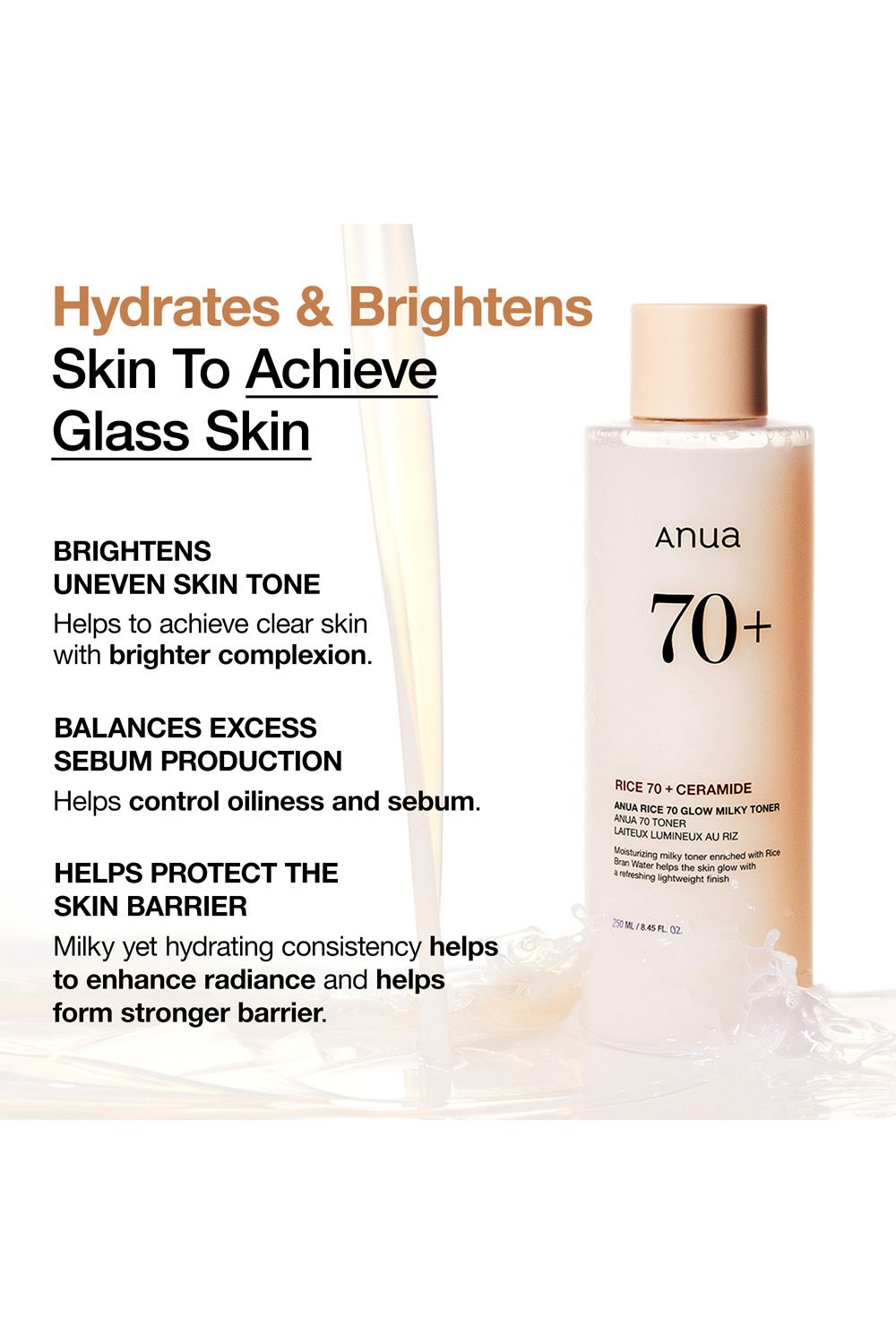 Anua Rice 70 Glow Milky Toner 250ml Multi image 3