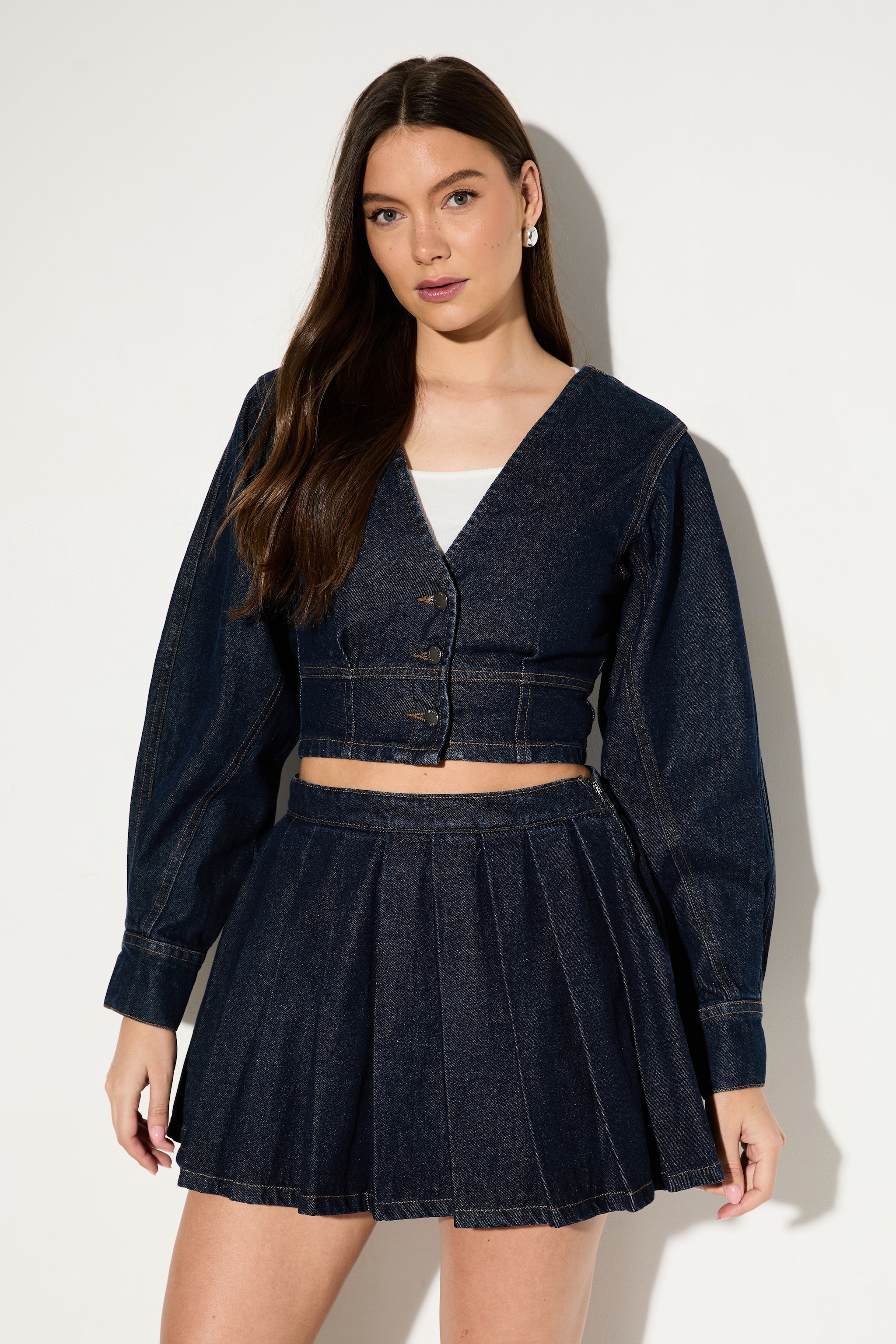 MissPap Balloon Sleeve Denim Shirt Indigo