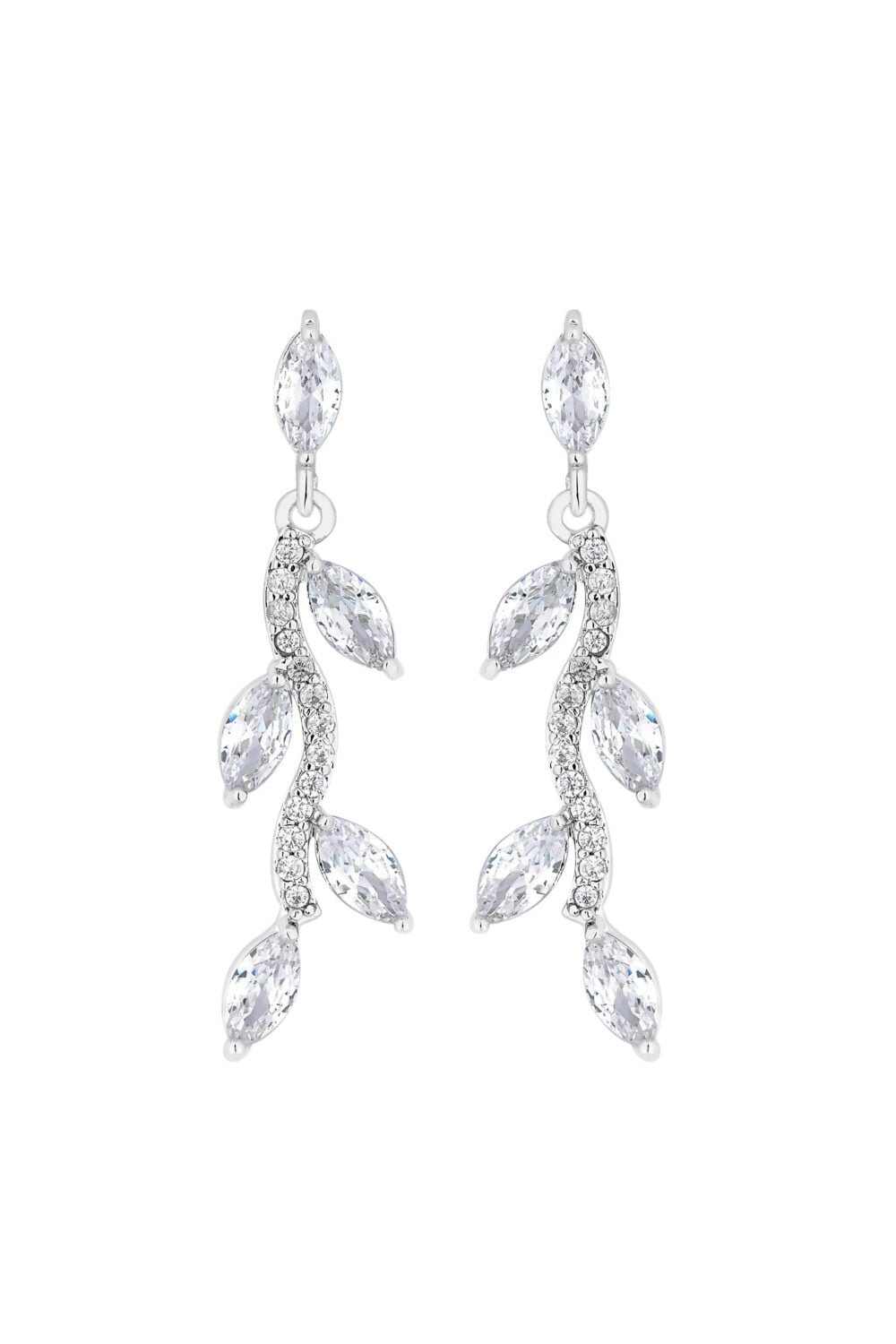 Jon Richard Silver Crystal Leaf Drop Earrings image 1